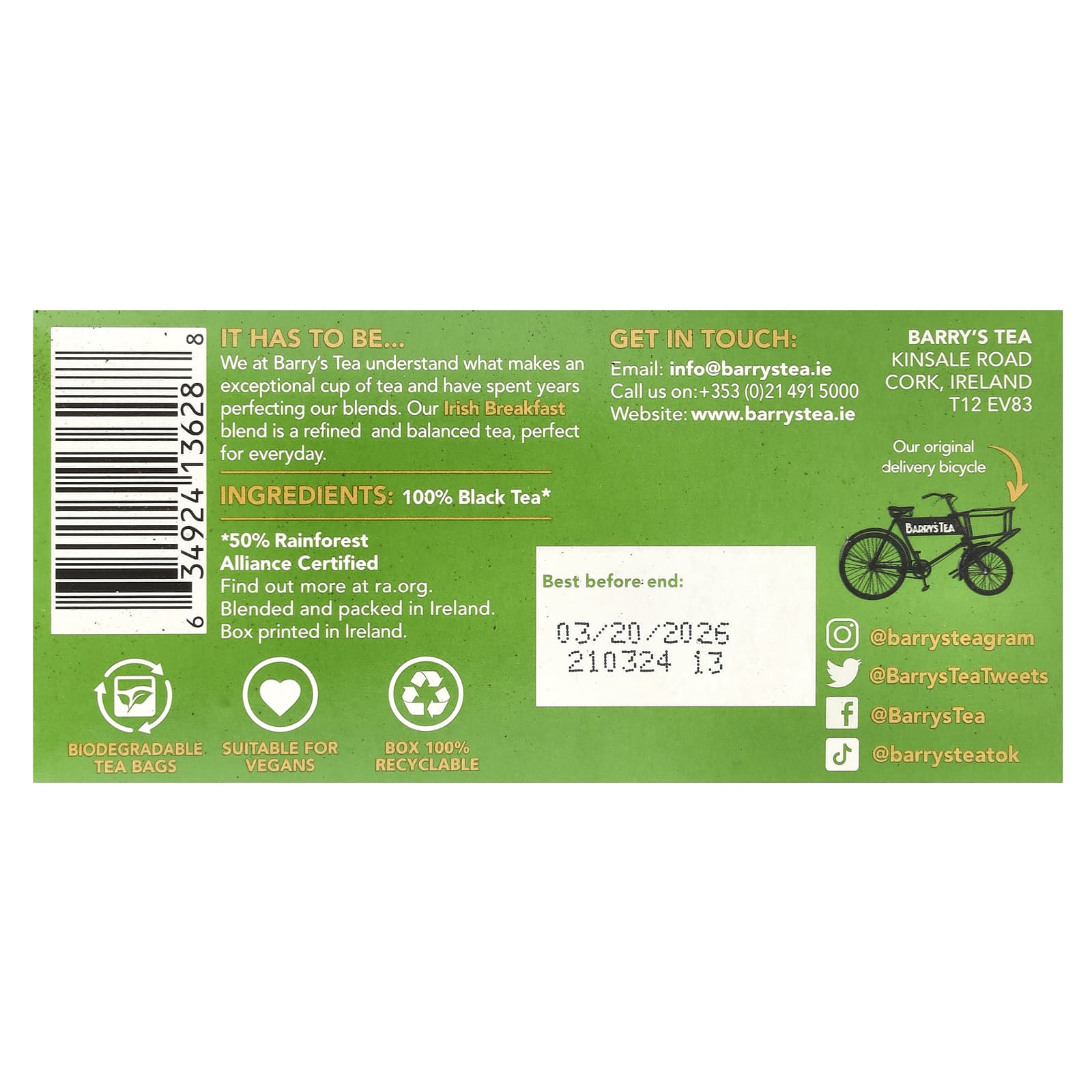 Irish Breakfast Tea, 40 Tea Bags, 100% Rainforest Alliance Certified - Image 2