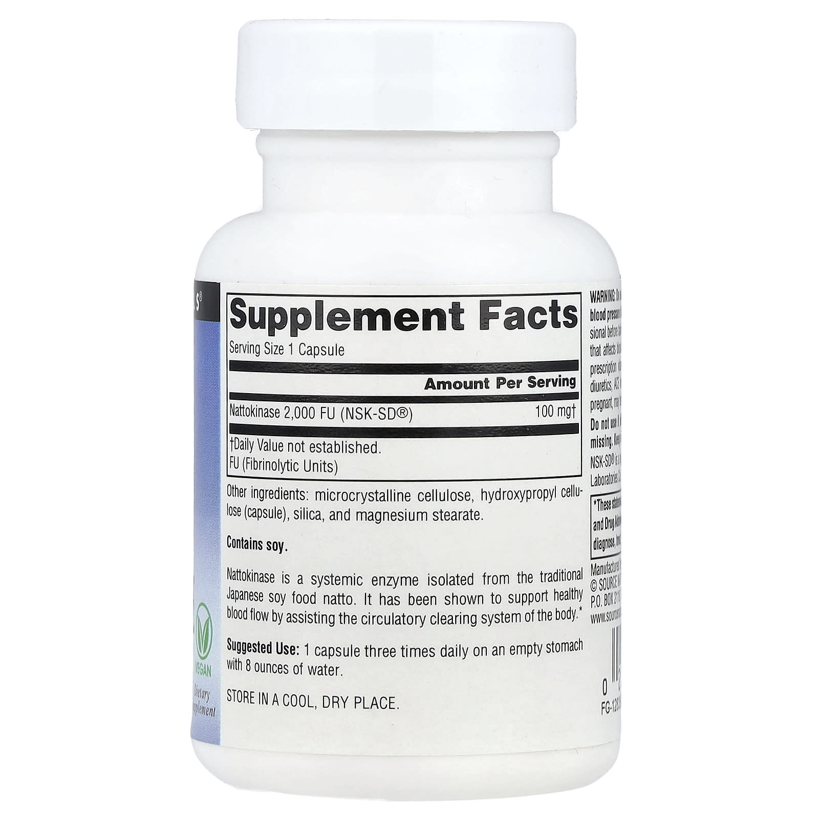 Source Naturals, NSK-SD® Nattokinase, 100 mg, 30 Vegan Capsules - Image 2