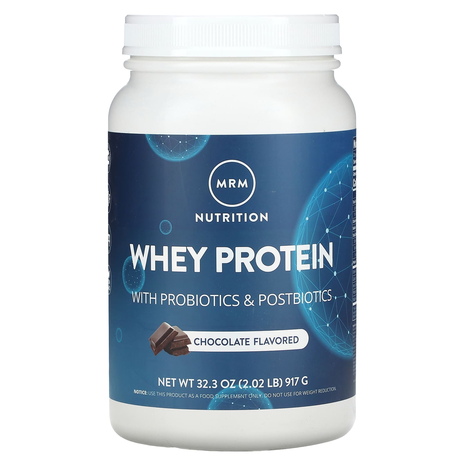 MRM Nutrition, Whey Protein, With Probiotics & Postbiotics, Chocolate, 2.02 lbs (917 g) - Image 1