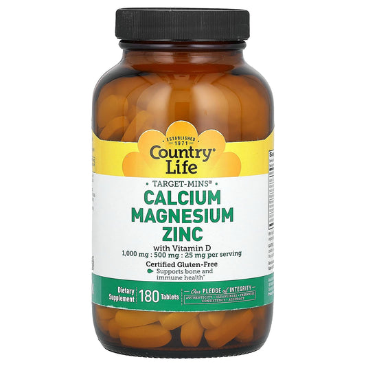 Country Life Calcium Magnesium Zinc with Vitamin D, Supports Bone Health - Image 1