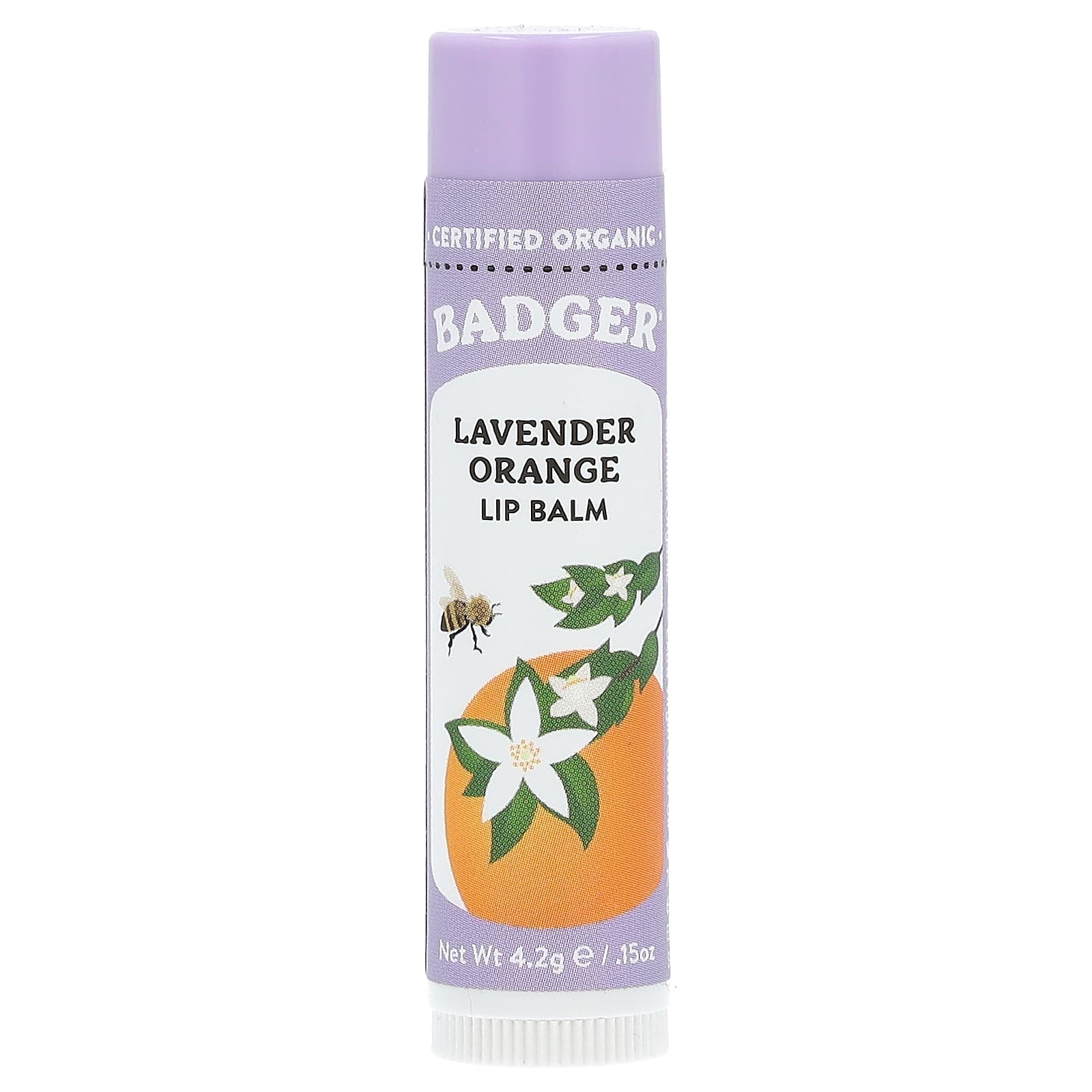 Badger Lavender Orange Lip Balm - USDA Organic, Cruelty-Free - Image 1