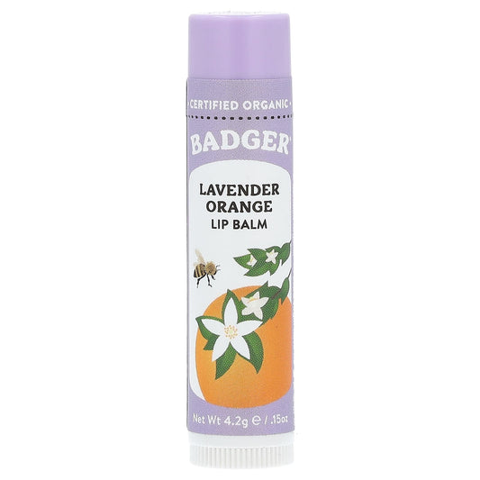 Badger Lavender Orange Lip Balm - USDA Organic, Cruelty-Free - Image 1