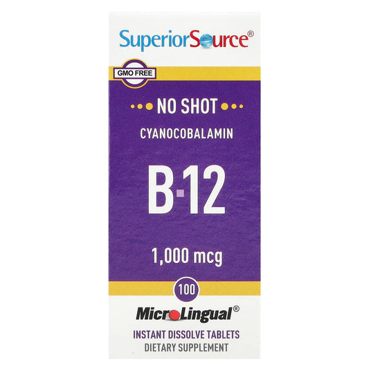 Superior Source, Cyanocobalamin B12, 1,000 mcg, 100 MicroLingual® Instant Dissolve Tablets - Image 1