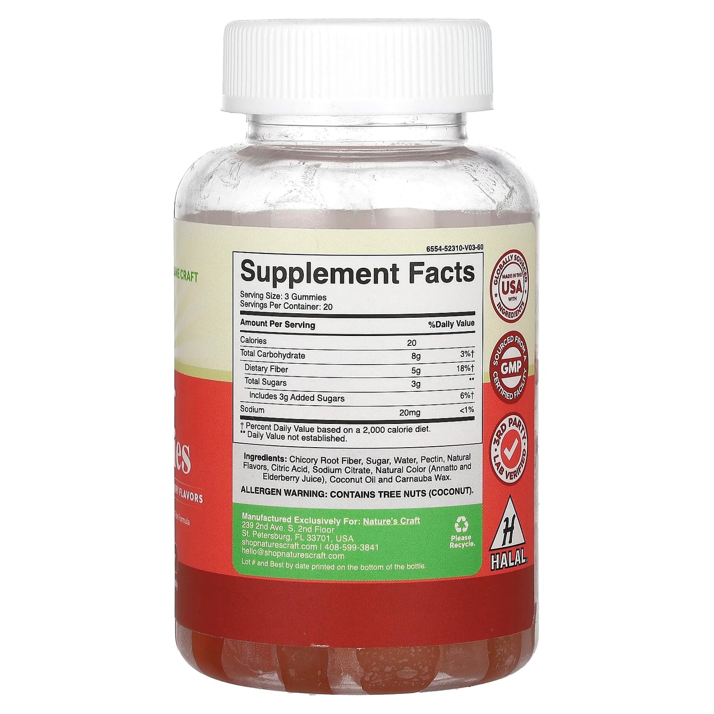 Nature's Craft, Fiber Gummies, Orange and Mixed Berry, 60 Gummies - Image 2