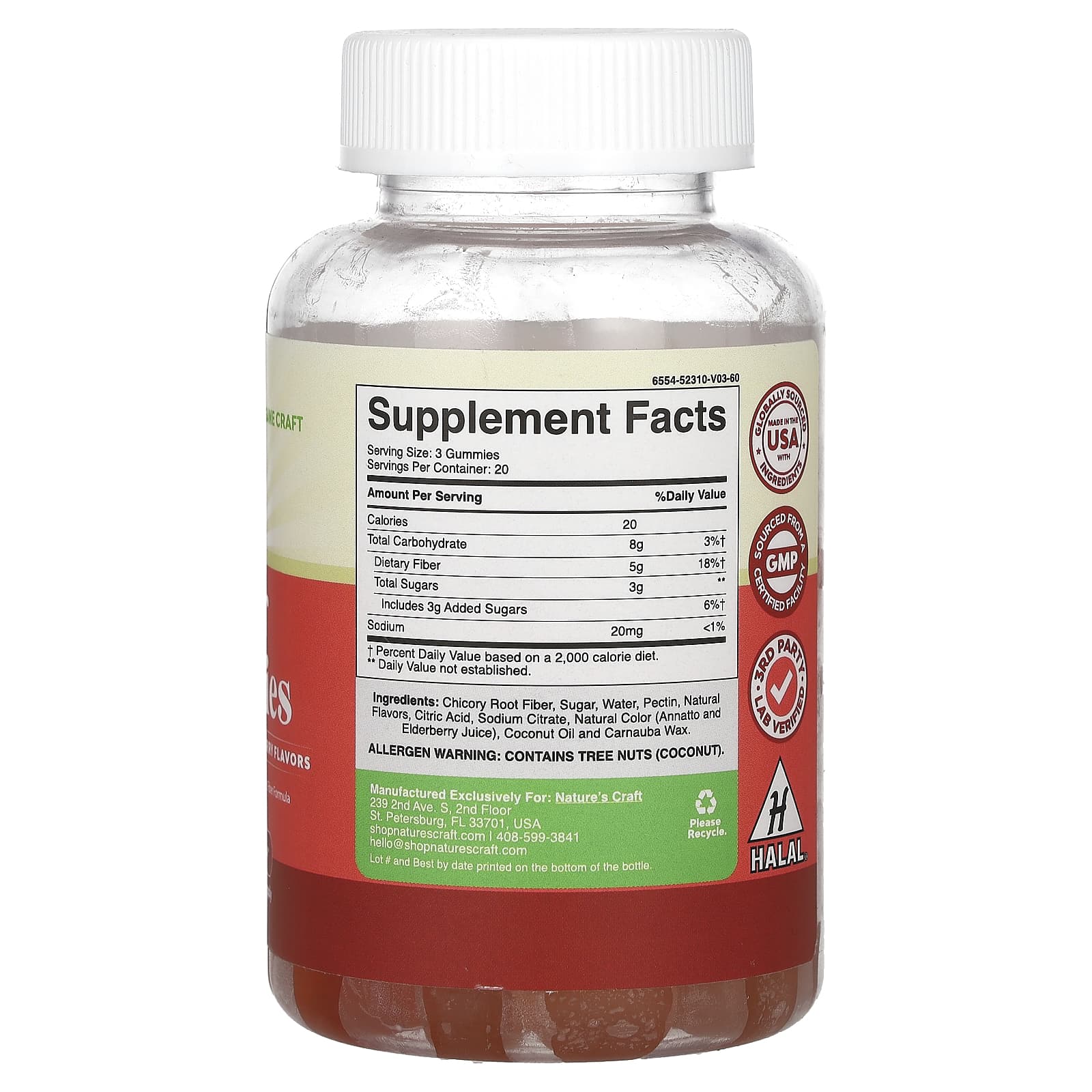 Nature's Craft, Fiber Gummies, Orange and Mixed Berry, 60 Gummies - Image 2
