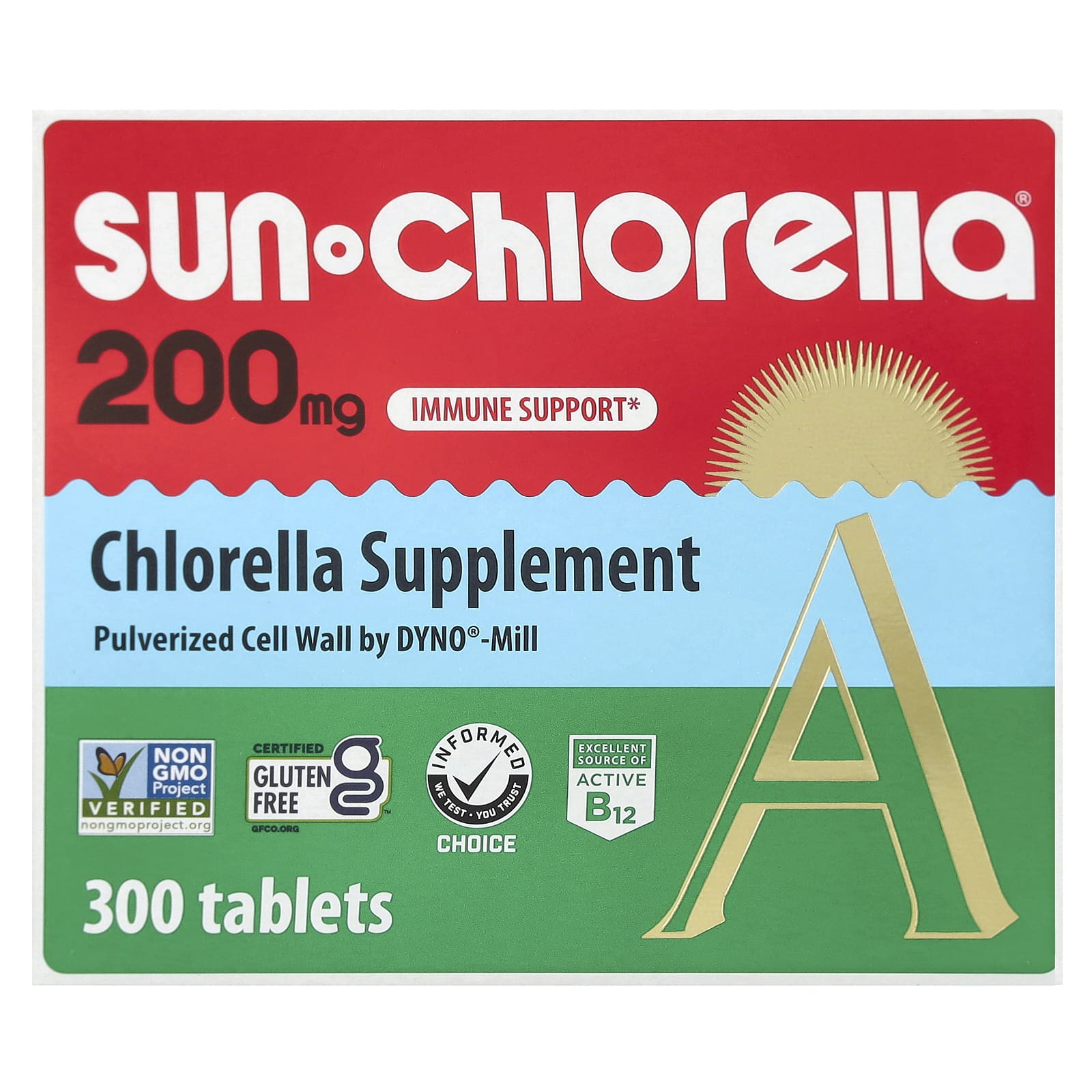 Sun Chlorella, Chlorella Supplement, 200 mg, 300 Tablets - Image 1