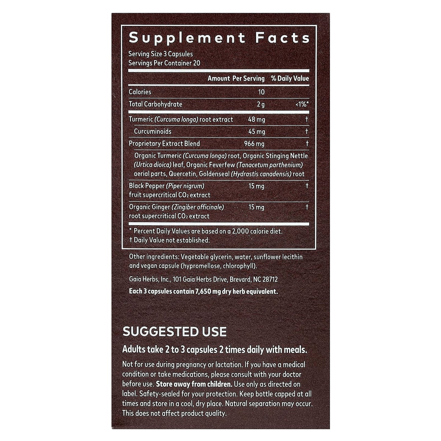 Gaia Herbs Turmeric Supreme Sinus Support 60 Vegan Capsules - Image 2