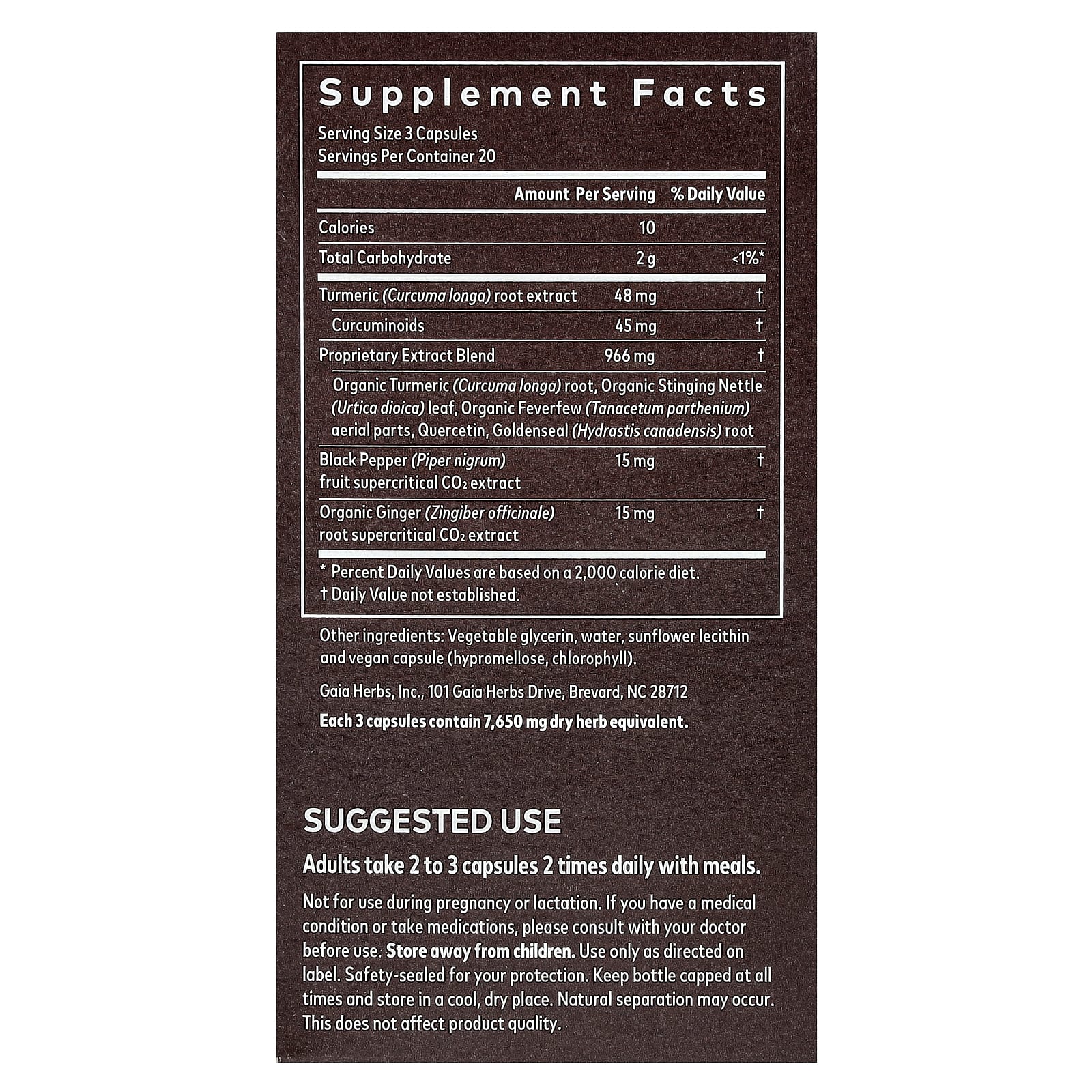 Gaia Herbs Turmeric Supreme Sinus Support 60 Vegan Capsules - Image 2