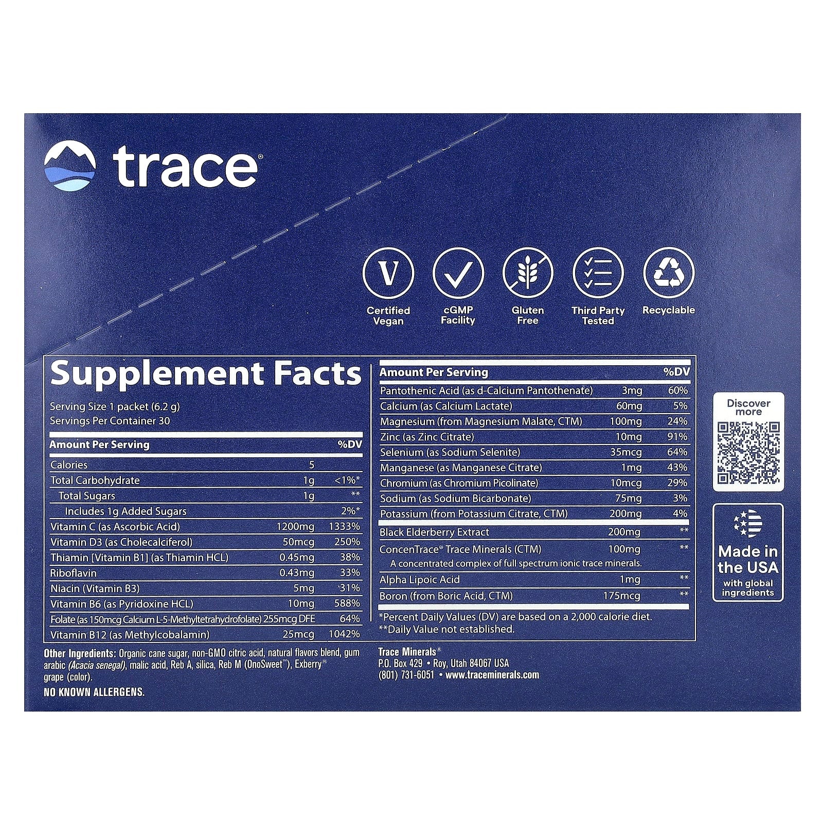 Trace, Power Pak + Immunity, Lemon Berry, 30 Stick Packs, 0.22 oz (6.2 g) Each - Image 2