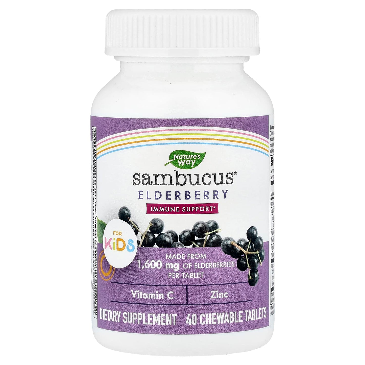 Nature's Way, Sambucus® for Kids, Elderberry, 40 Chewable Tablets - Image 1