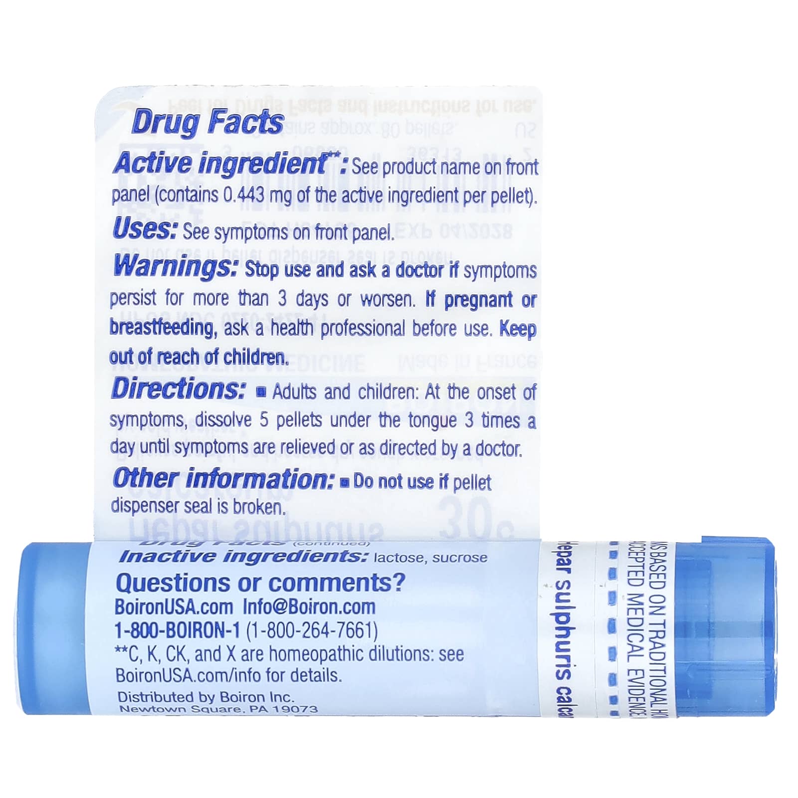 Boiron Hepar Sulphuris Calcareum for Dry Cough Relief 30C, 80 Pellets - Image 2