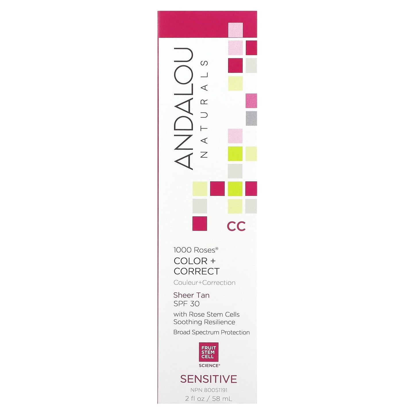 Andalou Naturals 1000 Roses CC Color Correct SPF 30 Sheer Tan - 2 fl oz - Image 2