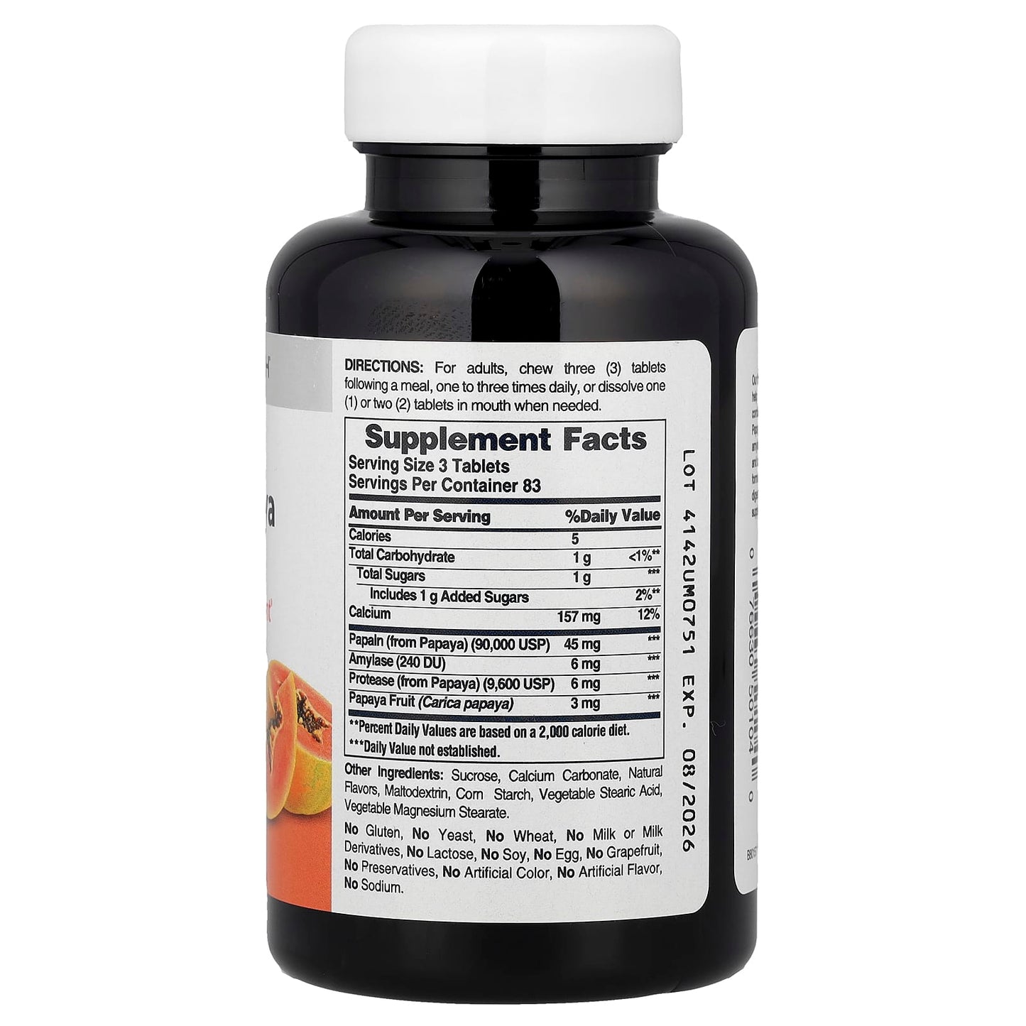 American Health Papaya Enzyme Supplement for Digestive Health - 250 Tablets - Image 2