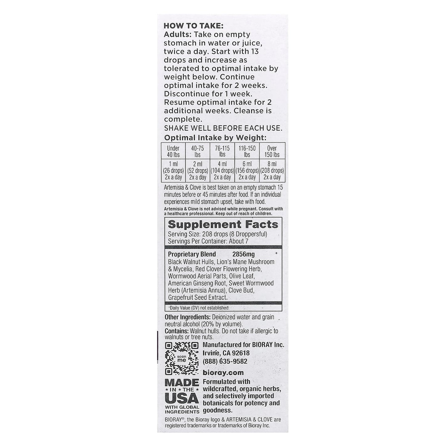 Bioray Artemisia & Clove Cleansing Tonic, 2 fl oz (59 ml) - Image 2