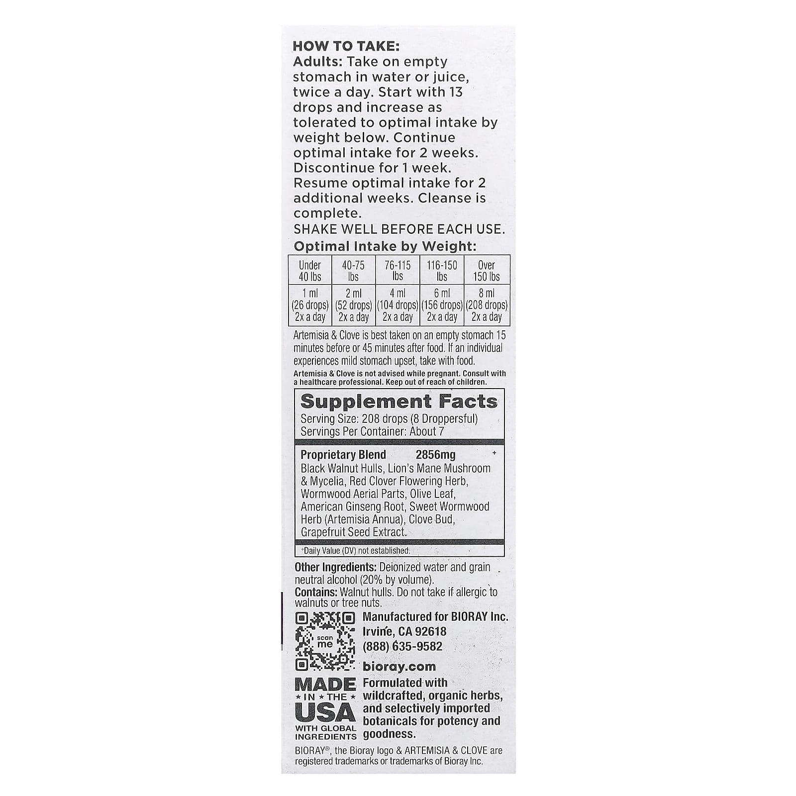 Bioray Artemisia & Clove Cleansing Tonic, 2 fl oz (59 ml) - Image 2