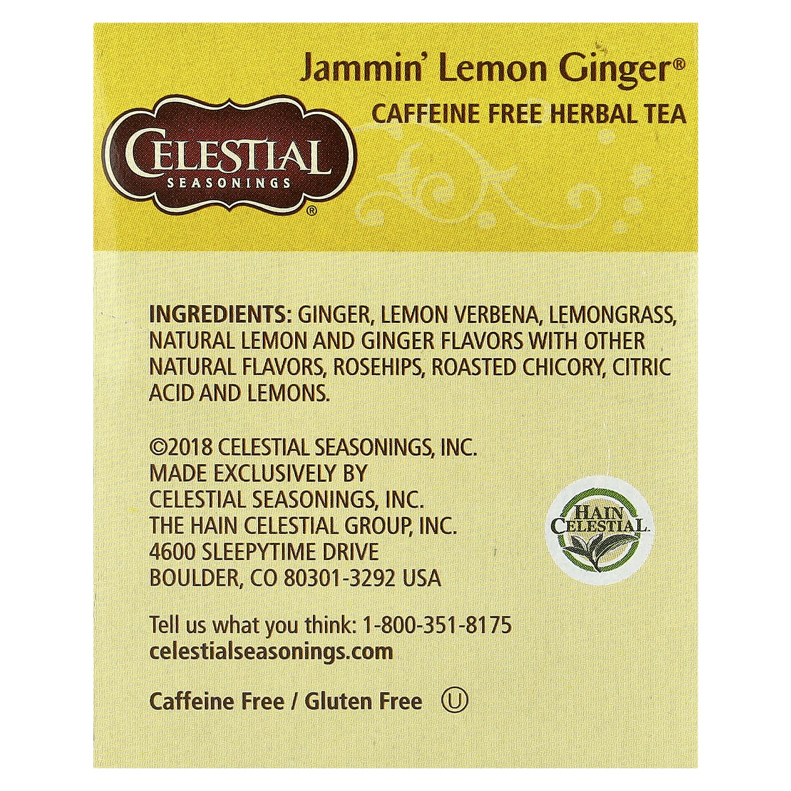 Celestial Seasonings Jammin' Lemon Ginger Herbal Tea - 20 Tea Bags - Image 2