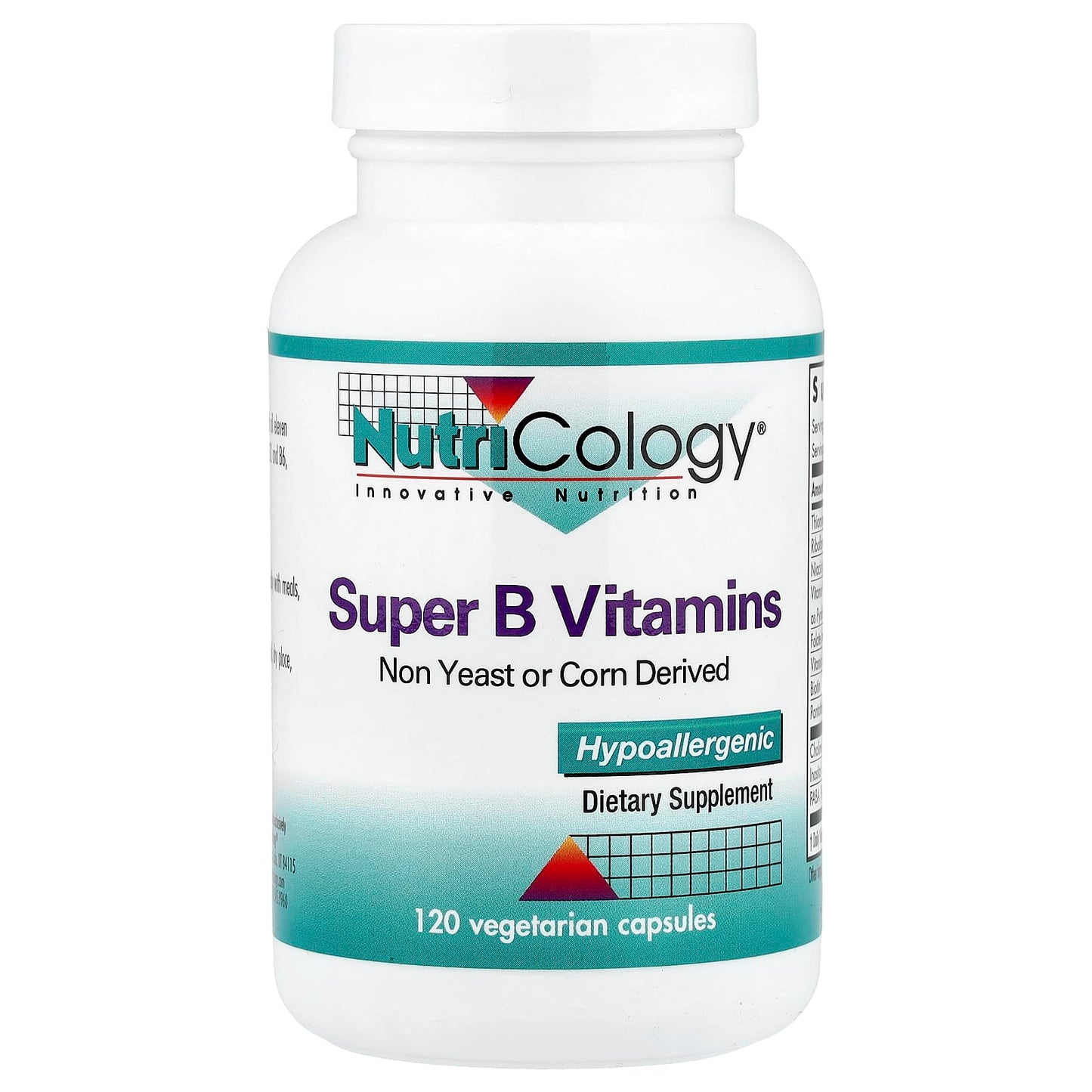 Nutricology, Super B Vitamins, 120 Vegetarian Capsules - Image 1