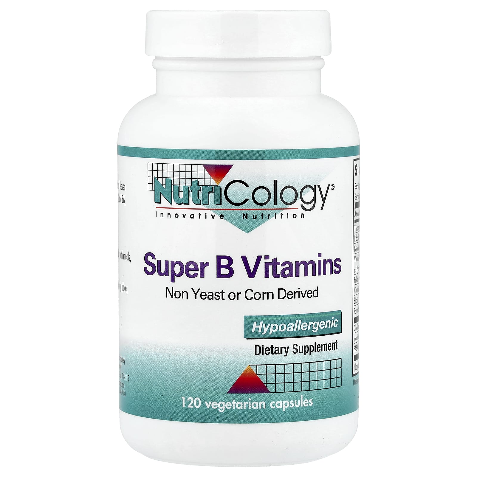 Nutricology, Super B Vitamins, 120 Vegetarian Capsules - Image 1