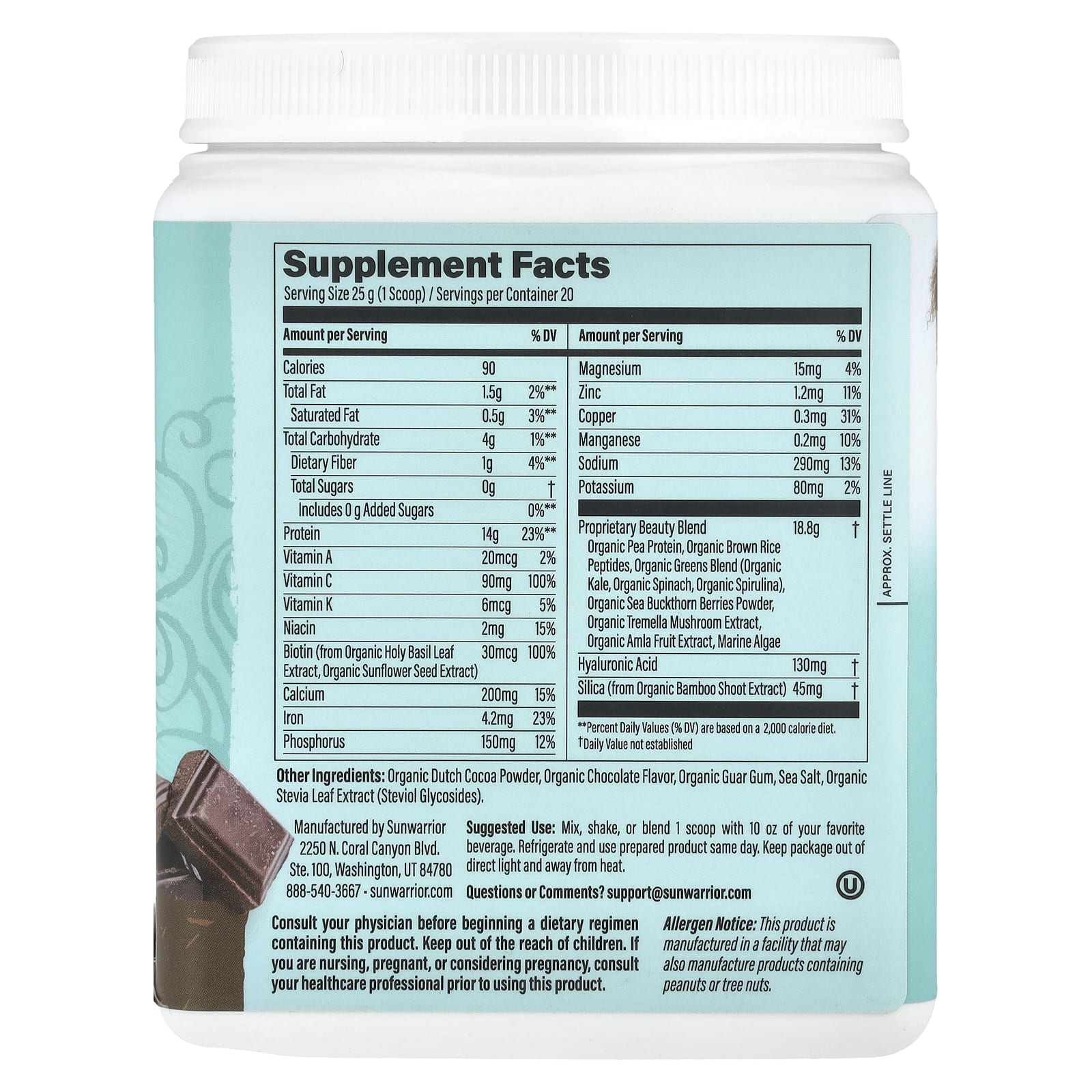 Sunwarrior, Collagen Building Protein Peptides, Chocolate Fudge, 1.1 lb (500 g)