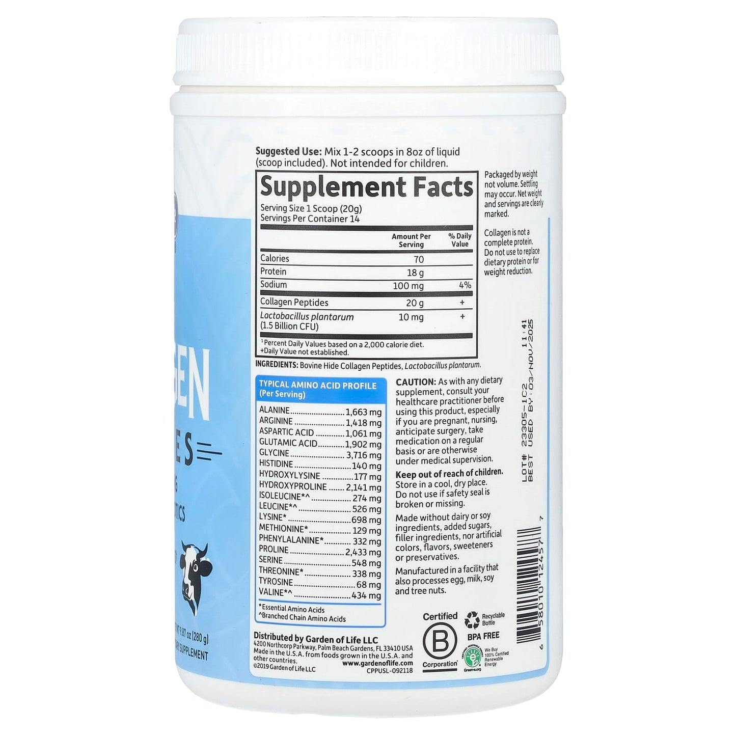 Grass Fed Collagen Peptides by Garden of Life - 9.87 oz - Image 2