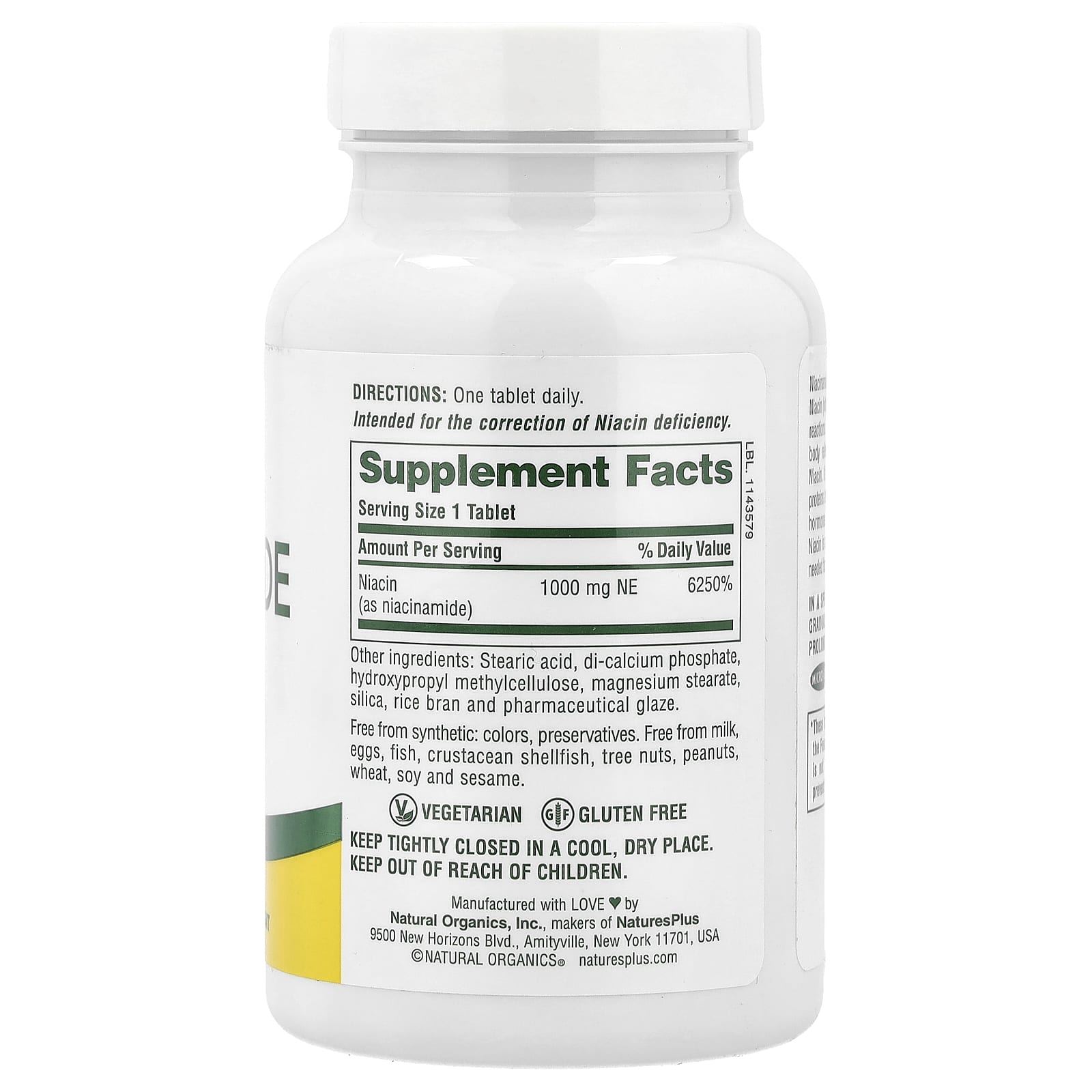 NaturesPlus, Sustained Release Niacinamide, 1,000 mg, 90 Tablets - Image 2