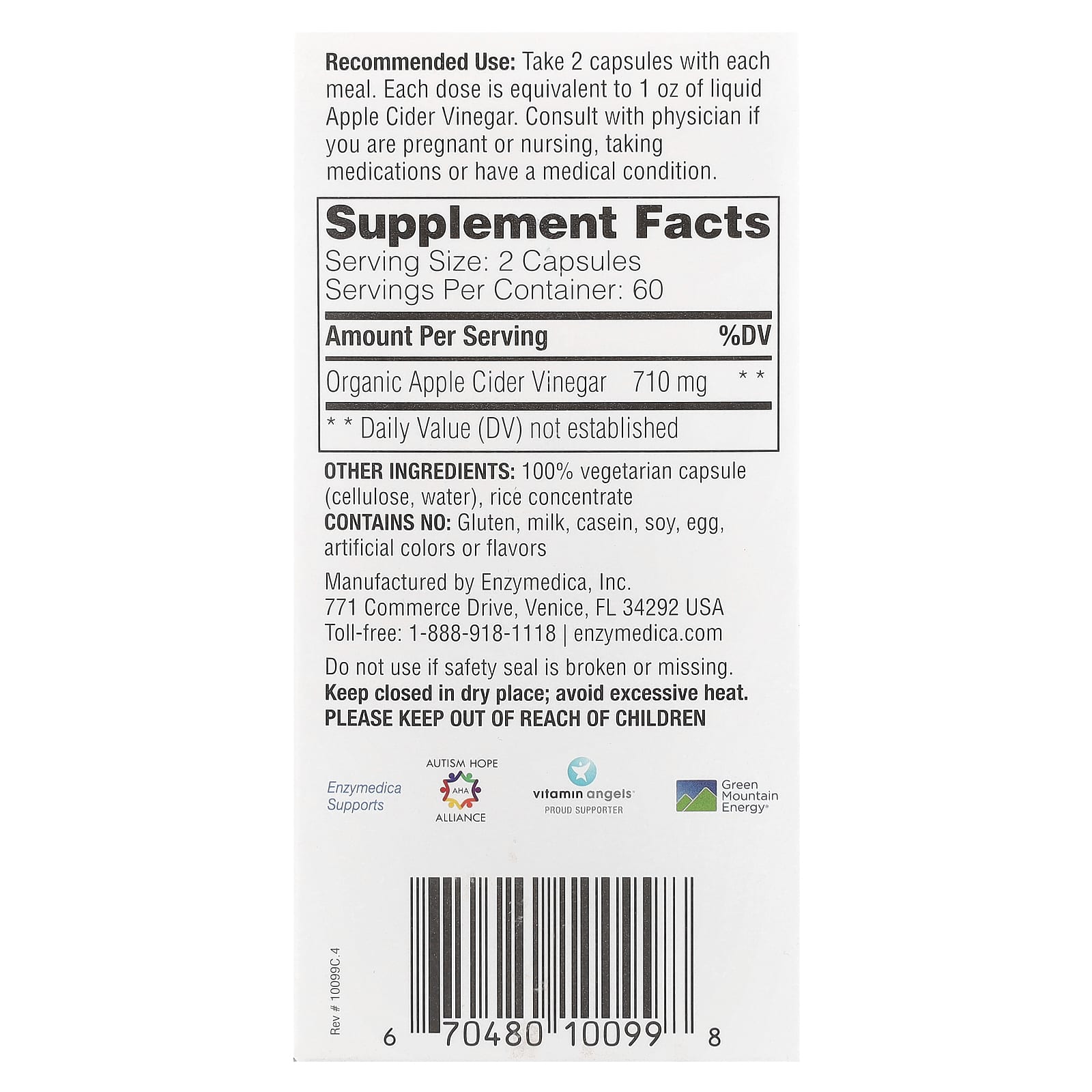 Apple Cider Vinegar with Mother, 120 Capsules for Digestive Health - Image 2