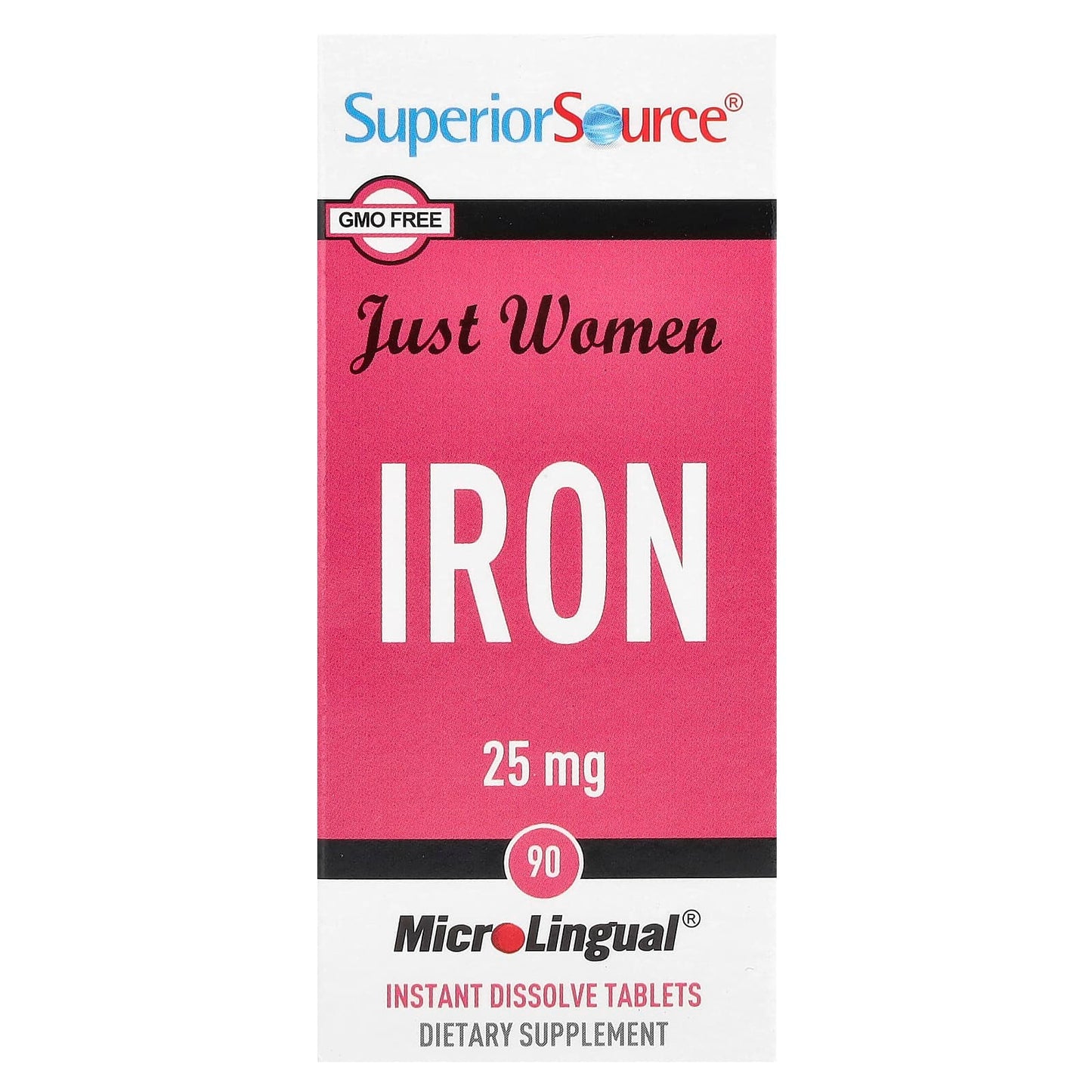 Superior Source, Just Women, Iron, 25 mg, 90 MicroLingual® Instant Dissolve Tablets - Image 1