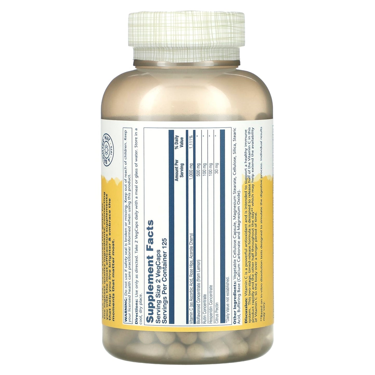 Solaray, Buffered Super Bio Vitamin C, 1,000 mg, 250 VegCaps (500 mg per Capsule) - Image 2