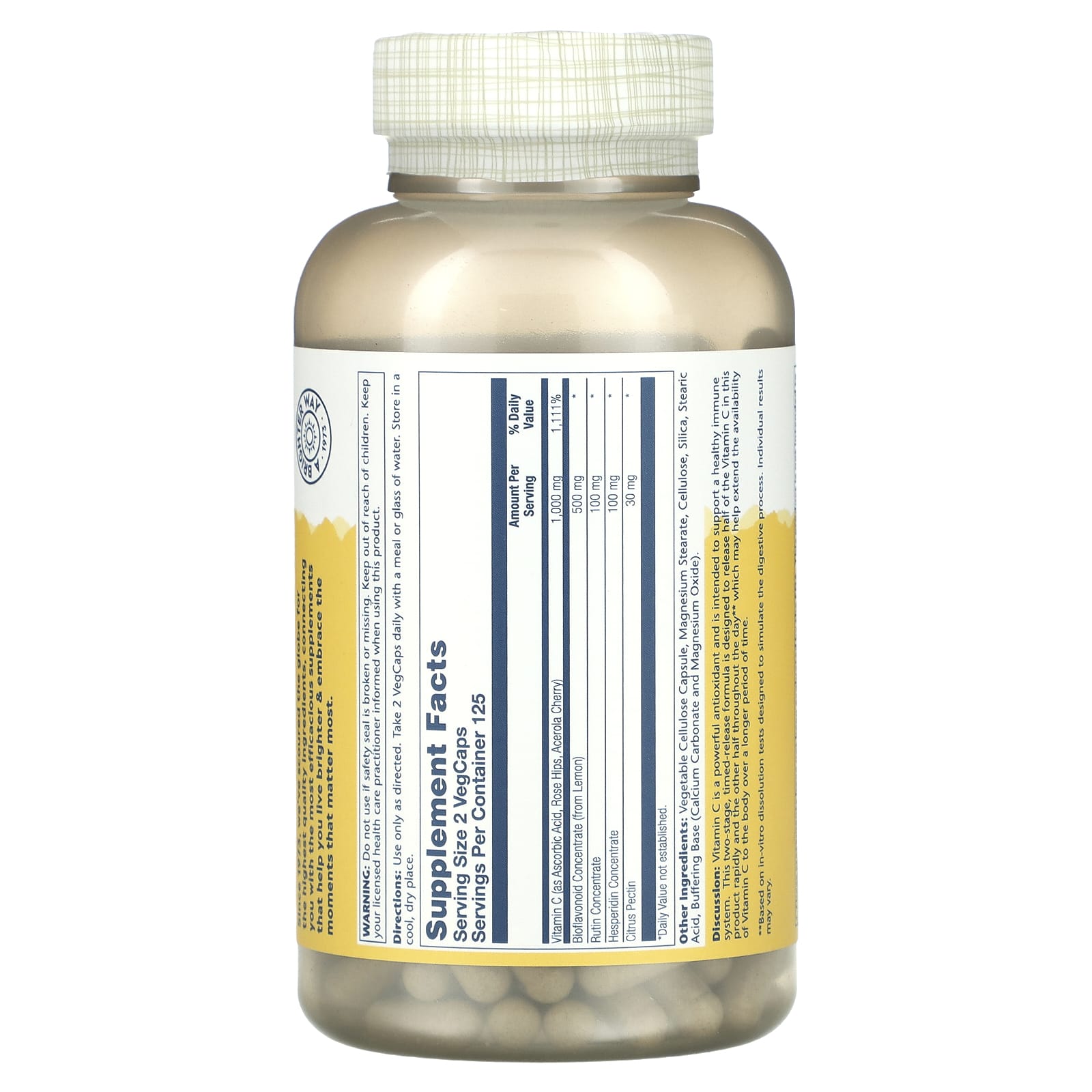 Solaray, Buffered Super Bio Vitamin C, 1,000 mg, 250 VegCaps (500 mg per Capsule) - Image 2