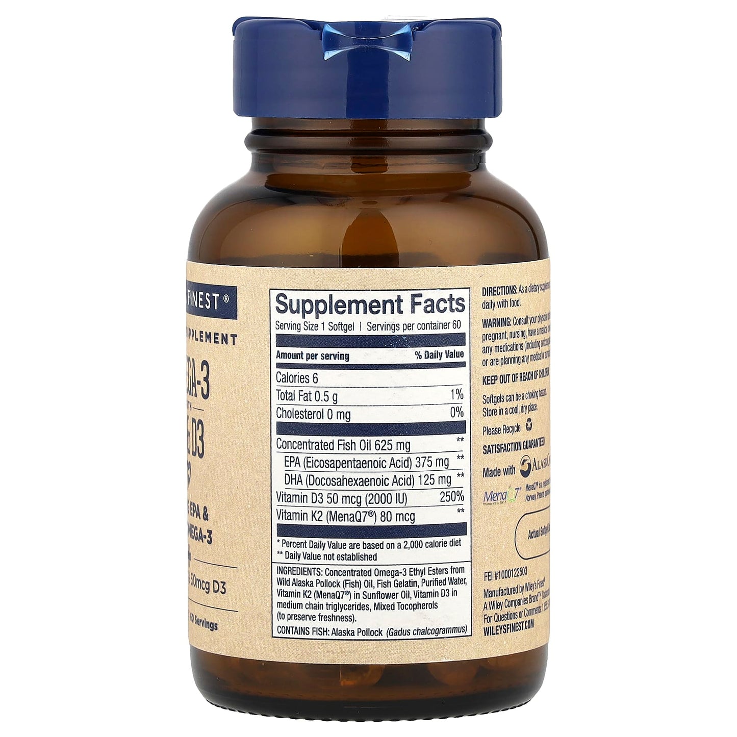 Wiley's Finest, Omega-3 With K2 & D3, 60 Softgels - Image 2