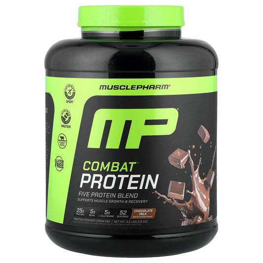 MusclePharm, Combat Protein Powder, Chocolate Milk, 4.1 lb (1.86 kg) - Image 1