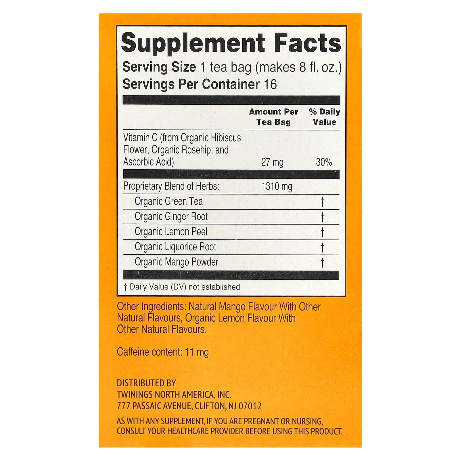 Twinings, Superblends™, Immune Support+ Green Tea, Ginger & Mango, 16 Tea Bags, 1.12 oz (32 g) - Image 2