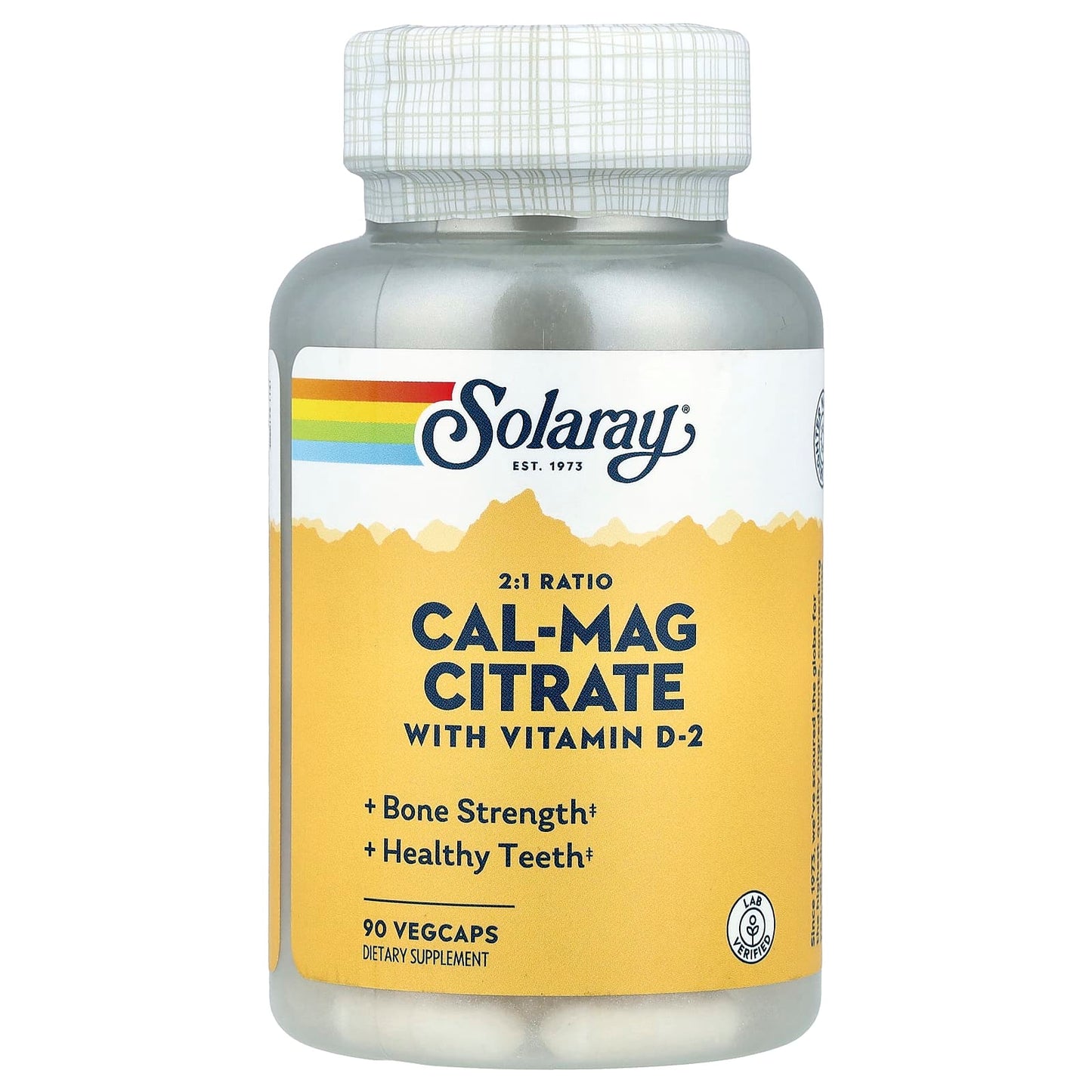 Solaray, Cal-Mag Citrate with Vitamin D-2, 90 VegCaps - Image 1