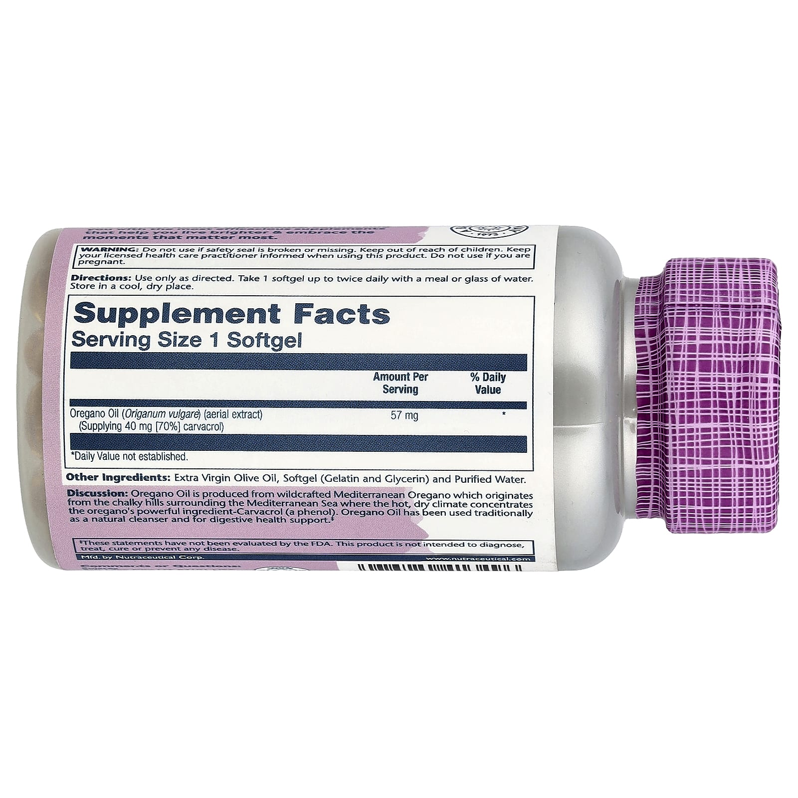 Solaray, Vital Extracts, Oregano Oil, 57 mg, 60 Softgels - Image 2
