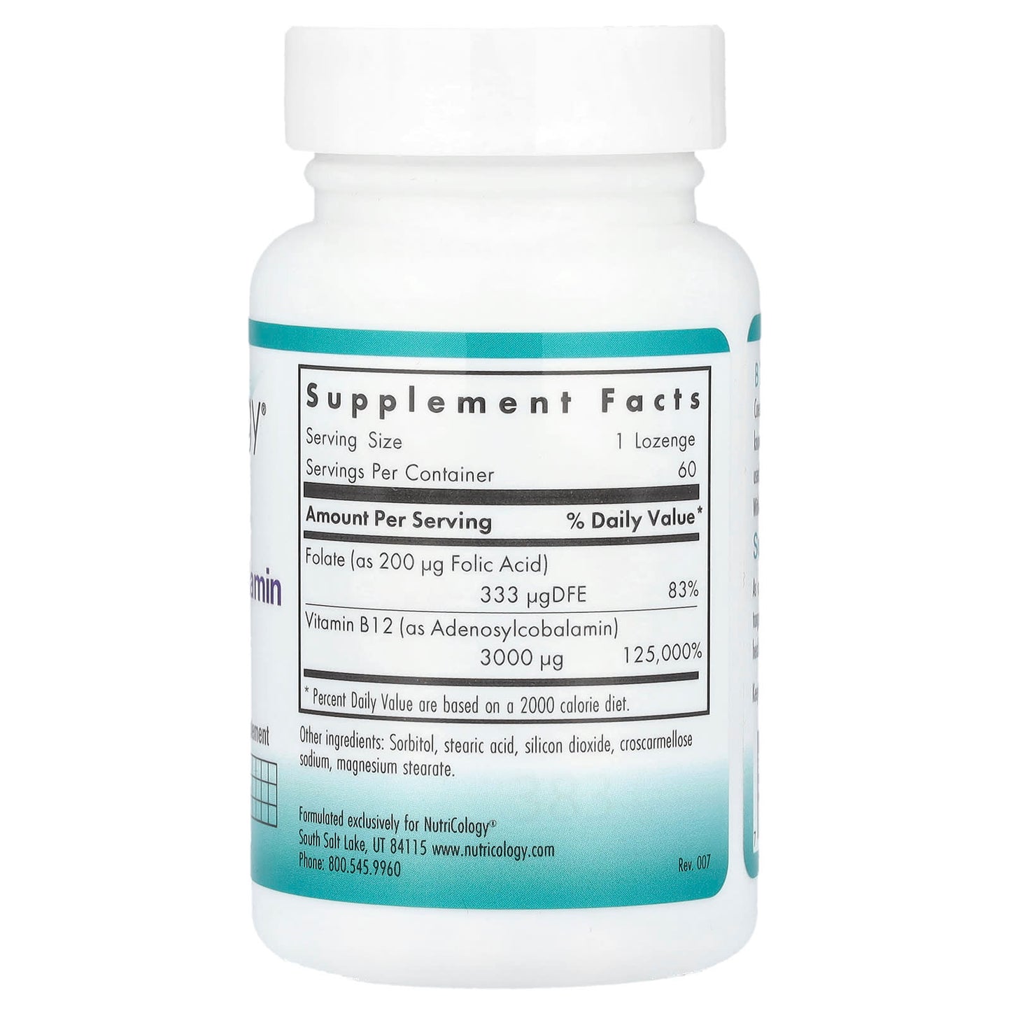 Nutricology, B12 Adenosylcobalamin, 60 Vegetarian Lozenges - Image 2