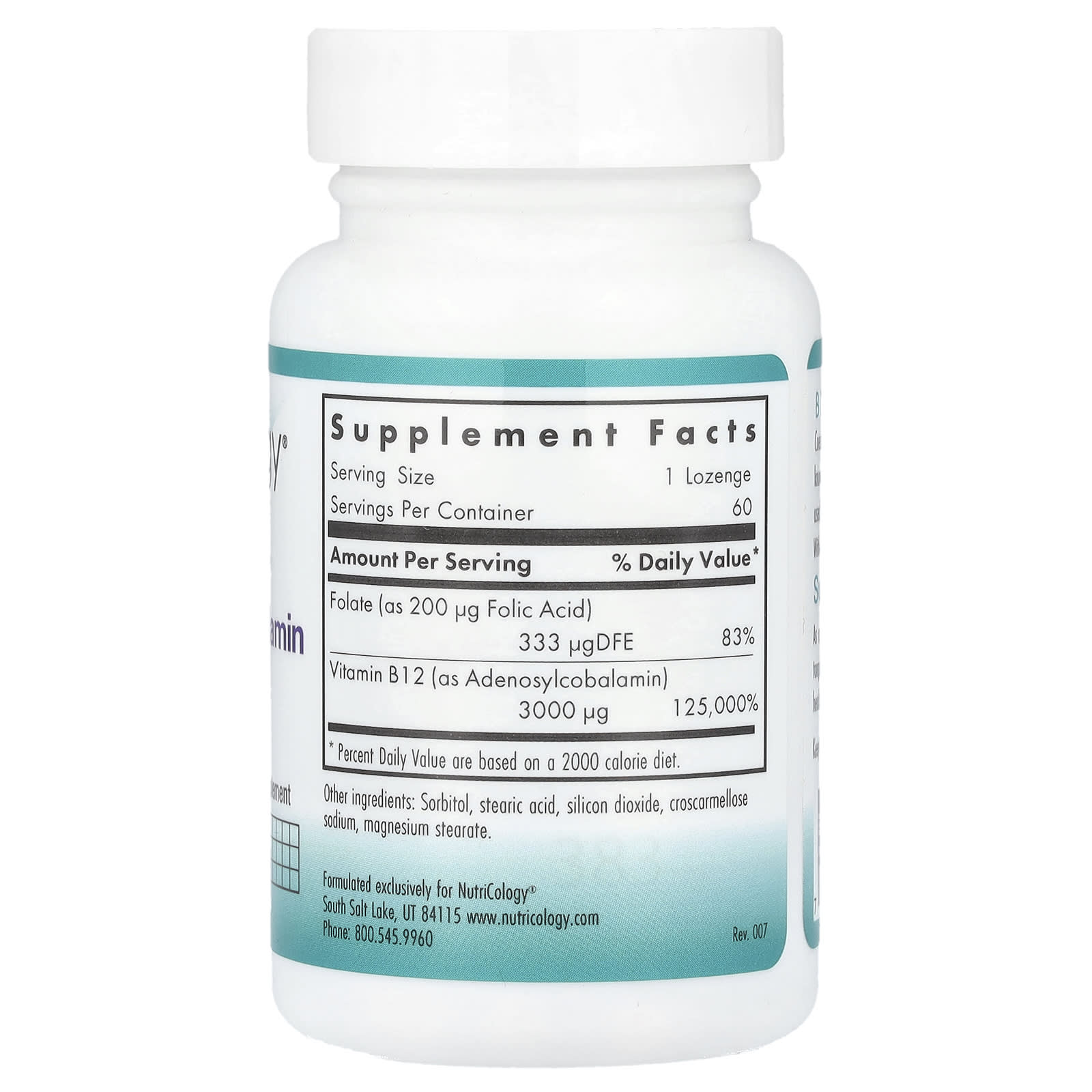 Nutricology, B12 Adenosylcobalamin, 60 Vegetarian Lozenges - Image 2