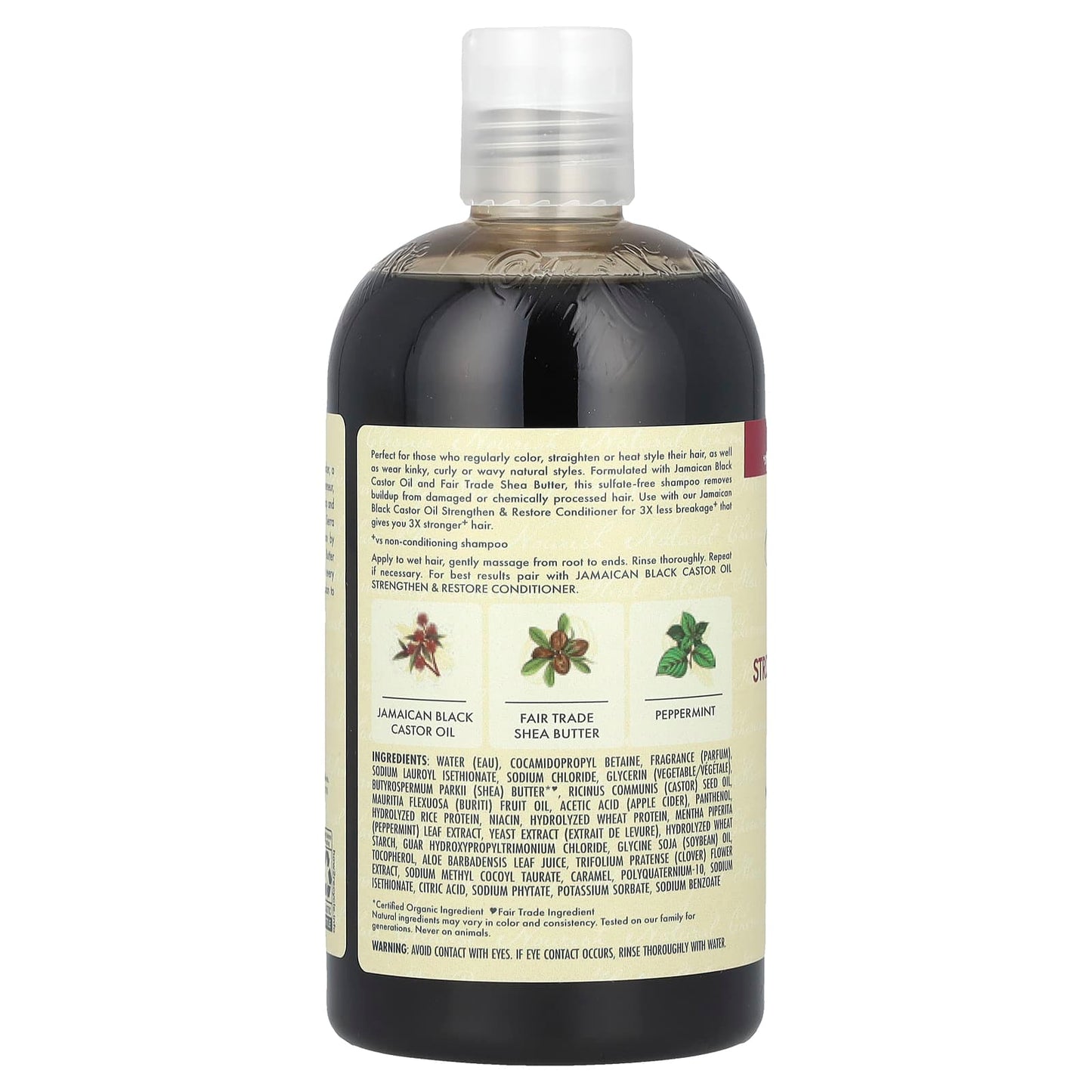 SheaMoisture, Jamaican Black Castor Oil, Strengthen & Restore Shampoo, 13 fl oz (384 ml) - Image 2