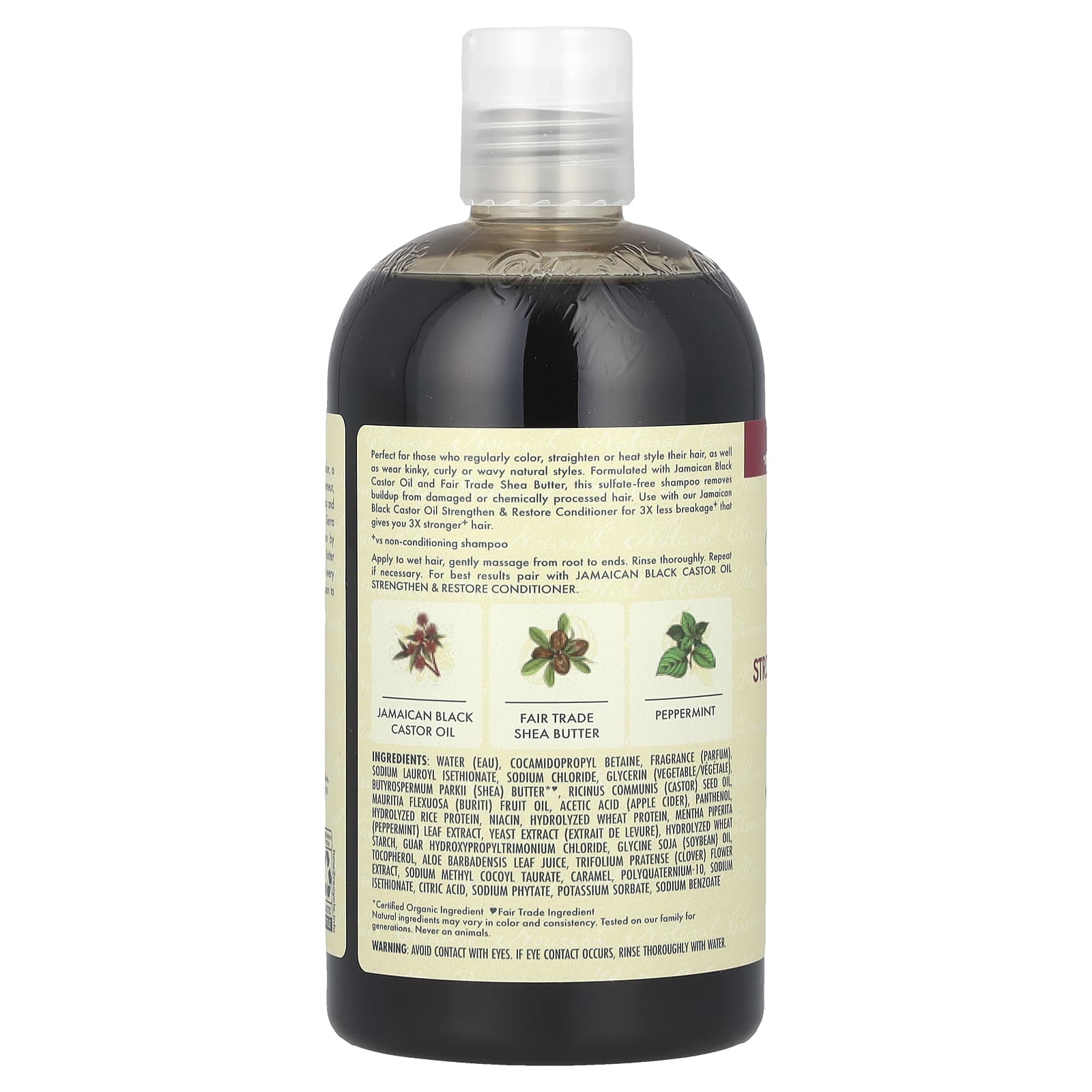 SheaMoisture, Jamaican Black Castor Oil, Strengthen & Restore Shampoo, 13 fl oz (384 ml) - Image 2