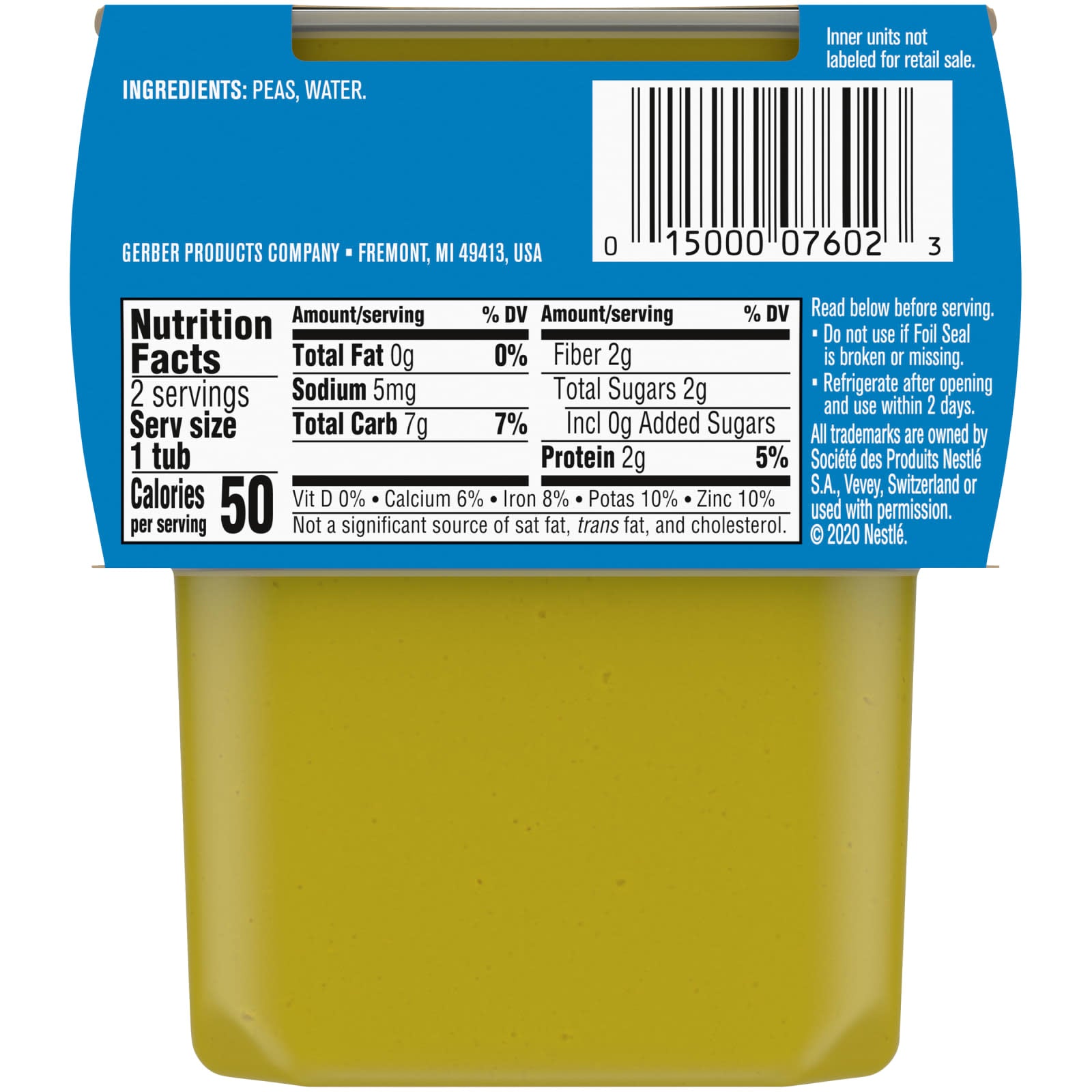 <strong>Pure and Nutritious Gerber Peas for Your Baby</strong> - 2 Pack, 4 oz Each - Image 2