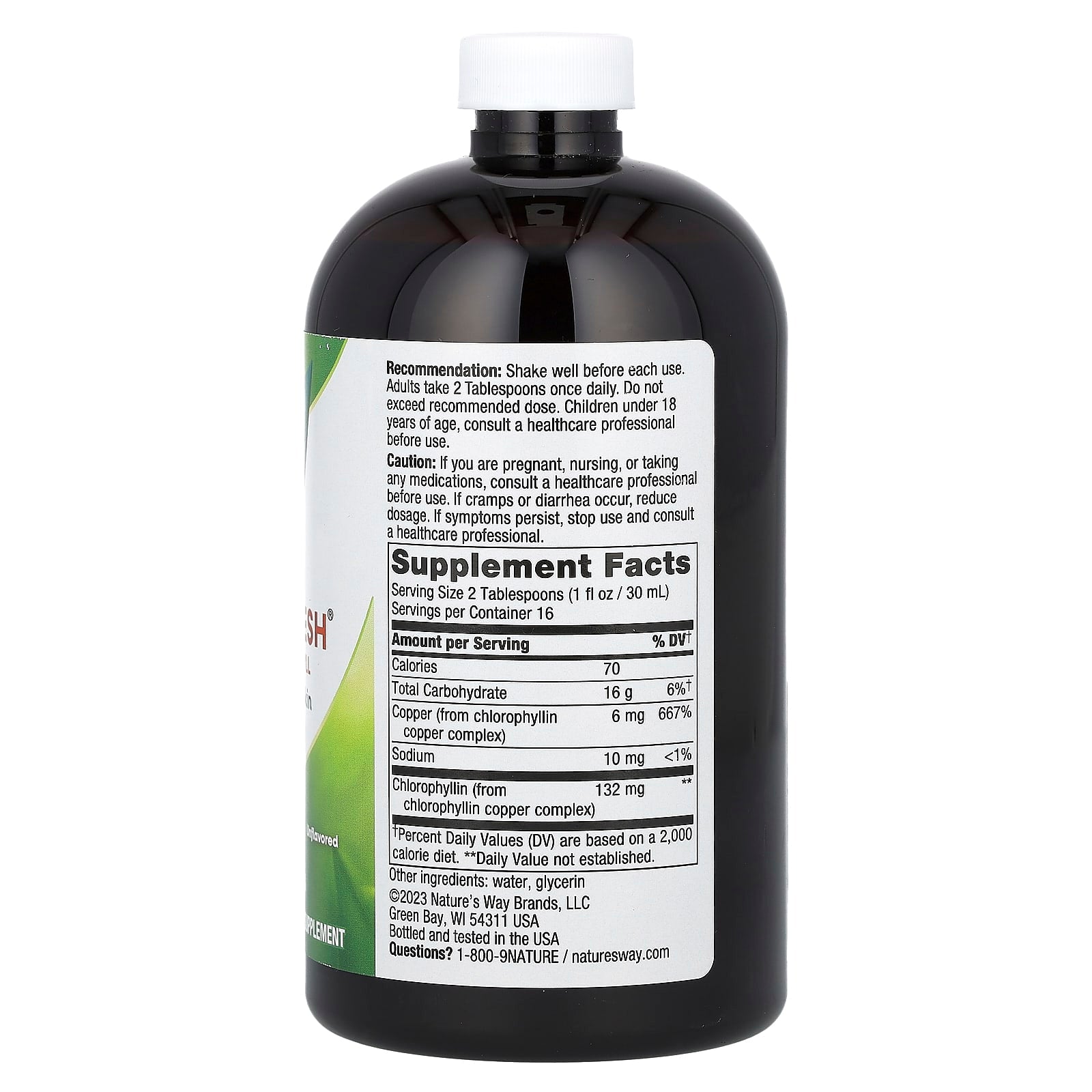 Nature's Way, Chlorofresh, Liquid Chlorophyll, Unflavored, 132 mg, 16 fl oz (480 ml) - Image 2