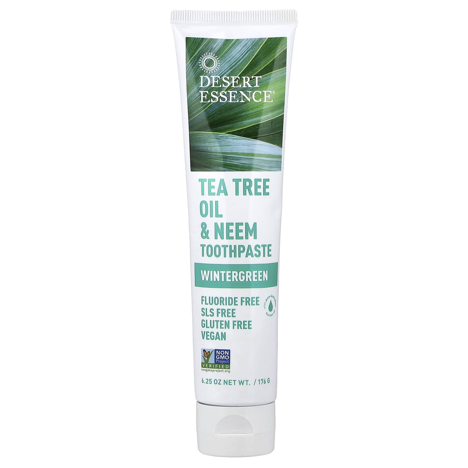 Desert Essence Tea Tree Oil Toothpaste, Wintergreen Mint, 6.25 oz (176g) - Image 1