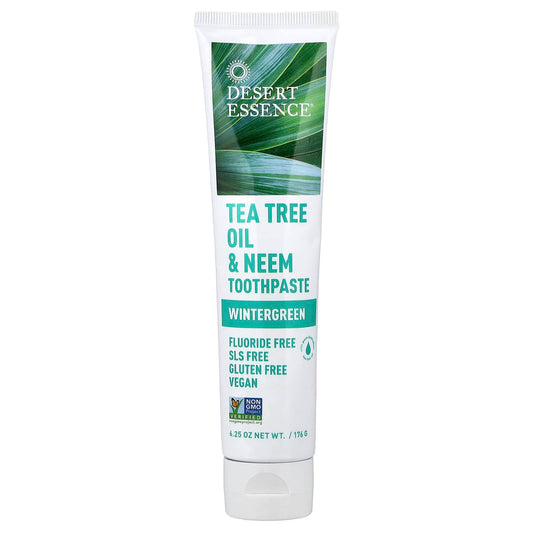 Desert Essence Tea Tree Oil Toothpaste, Wintergreen Mint, 6.25 oz (176g) - Image 1