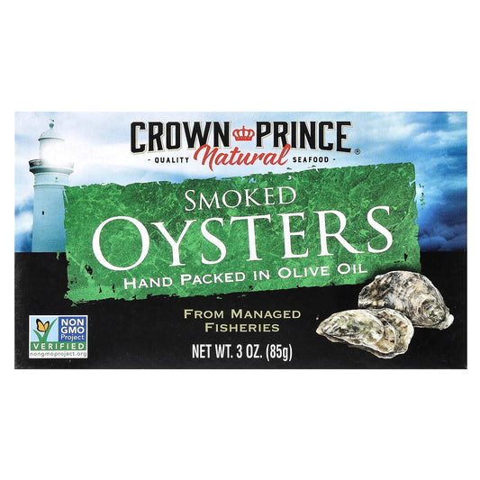Crown Prince Natural, Smoked Oysters, In Olive Oil, 3 oz (85 g)