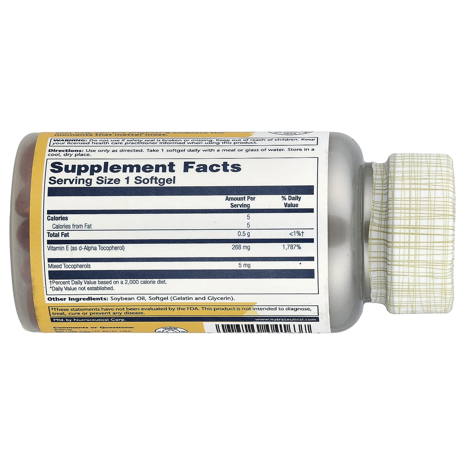 Solaray, Vitamin E, 100 Softgels - Image 2