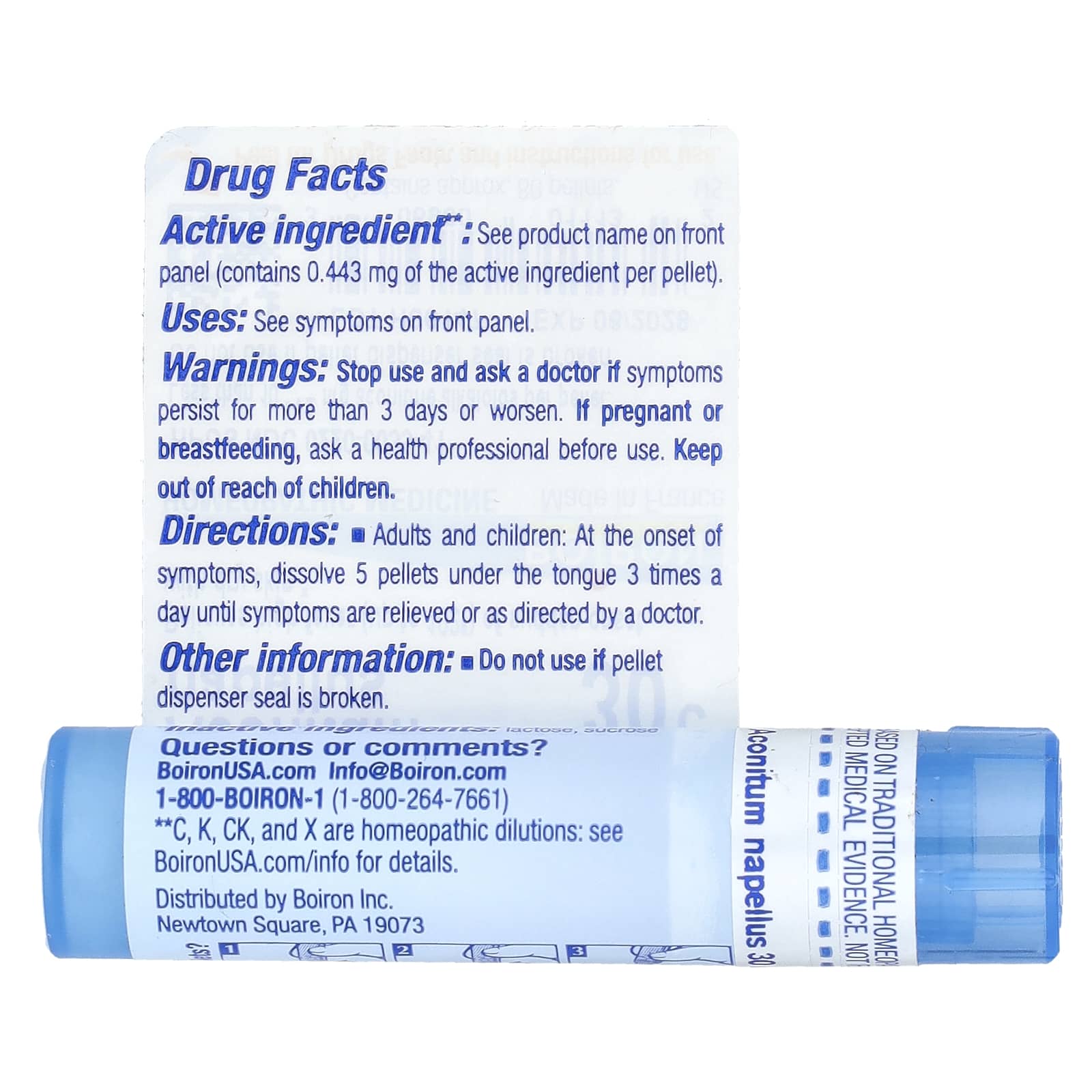 Boiron Aconitum Napellus 30C Homeopathic Fever Relief Pellets 80 Count - Image 2