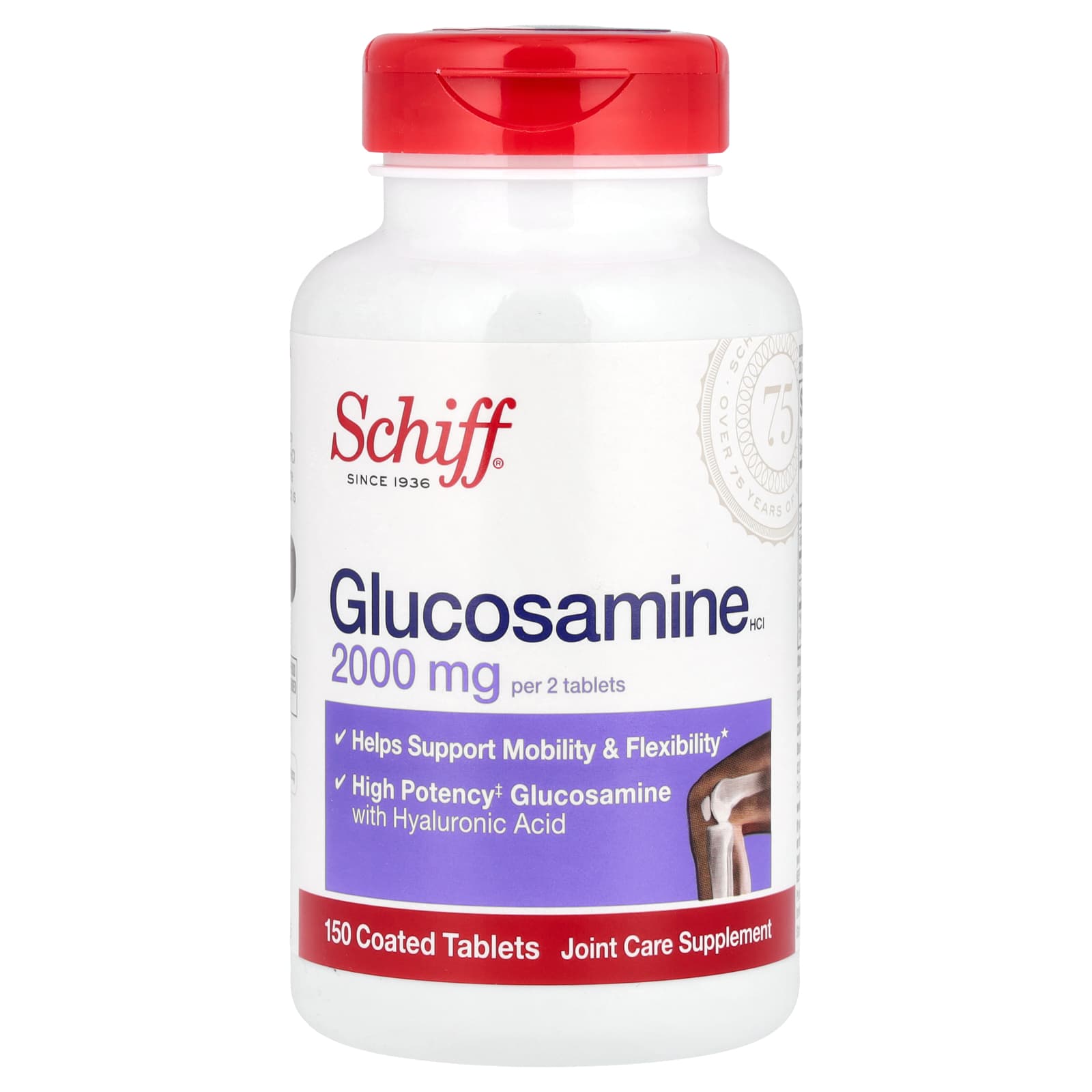 Schiff, Glucosamine HCl, 2,000 mg, 150 Coated Tablets (1,000 mg per Tablet) - Image 1