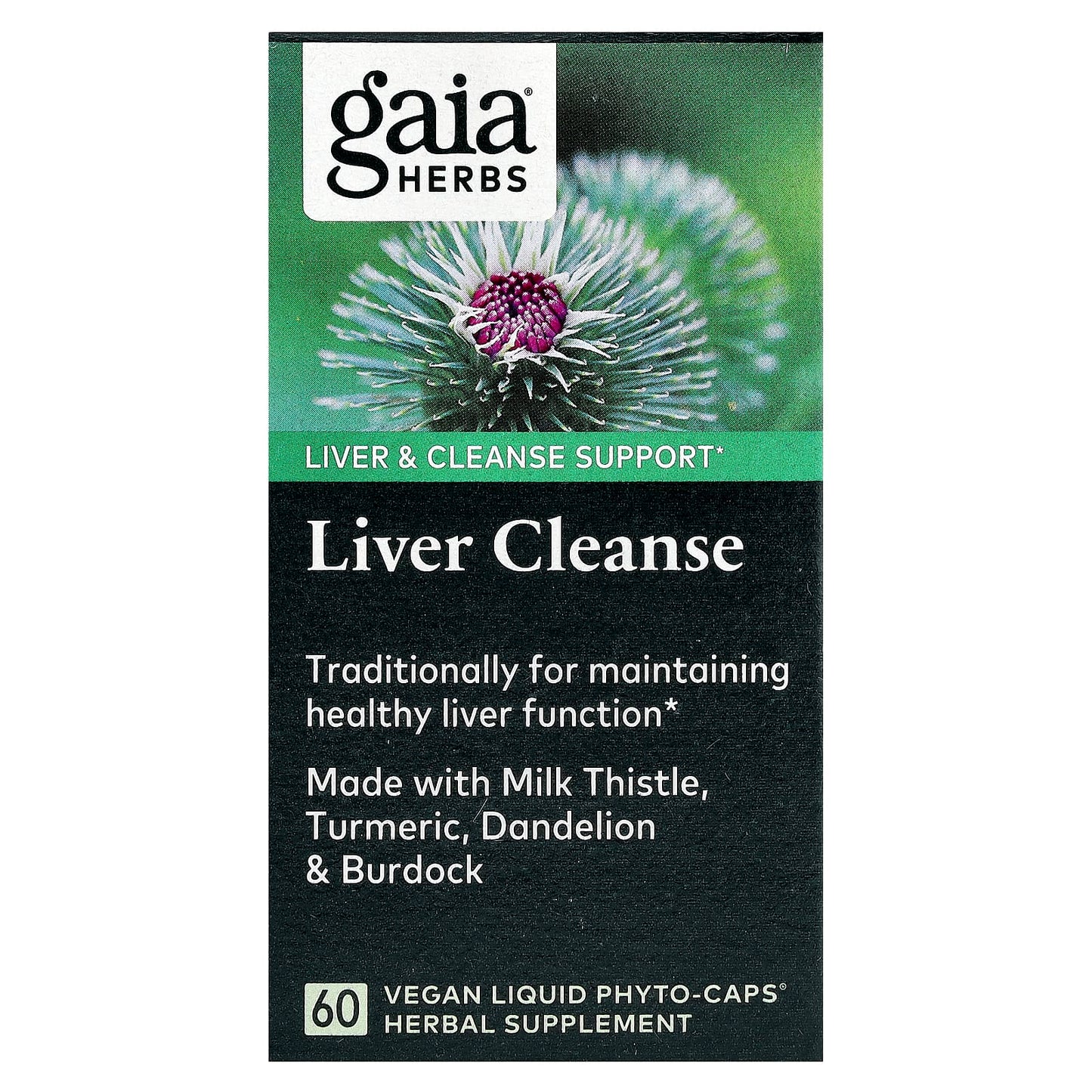 Gaia Herbs Liver Cleanse Support - 60 Vegan Liquid Phyto-Caps - Image 1
