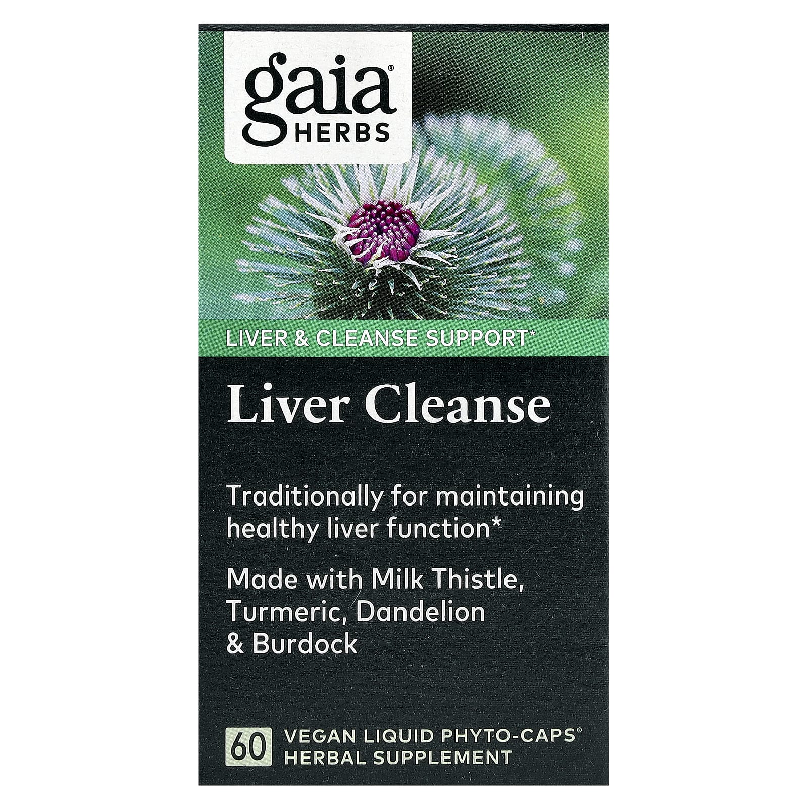Gaia Herbs Liver Cleanse Support - 60 Vegan Liquid Phyto-Caps - Image 1