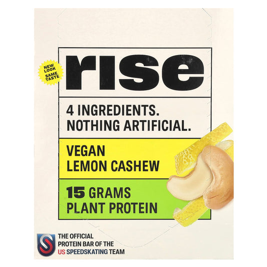 Rise Bar, Protein Bar, Lemon Cashew, 12 Bars, 2.1 oz (60 g) Each - Image 1