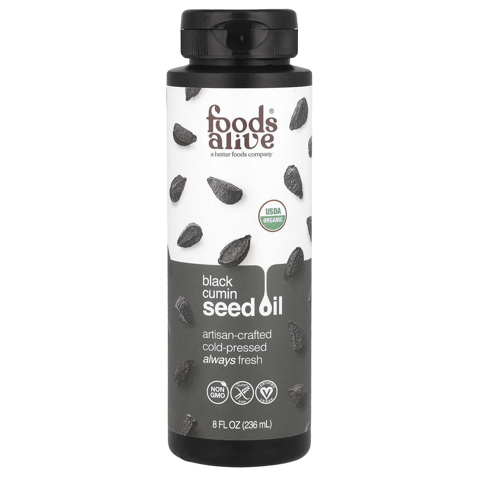 Organic Black Cumin Seed Oil by Foods Alive - Cold-Pressed & Vegan - Image 1